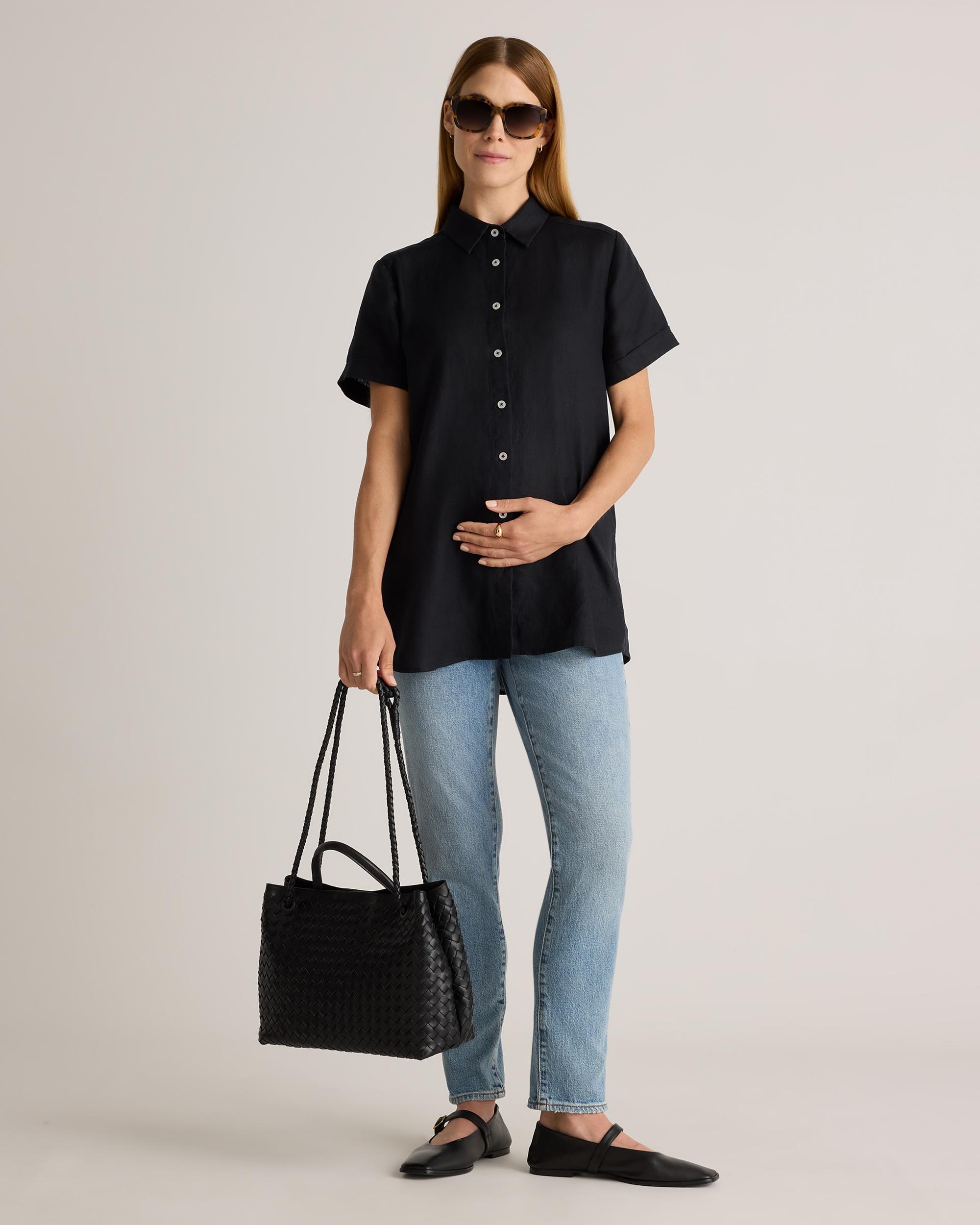 Quince | Women's 100% European Linen Maternity Camp Shirt Product Image