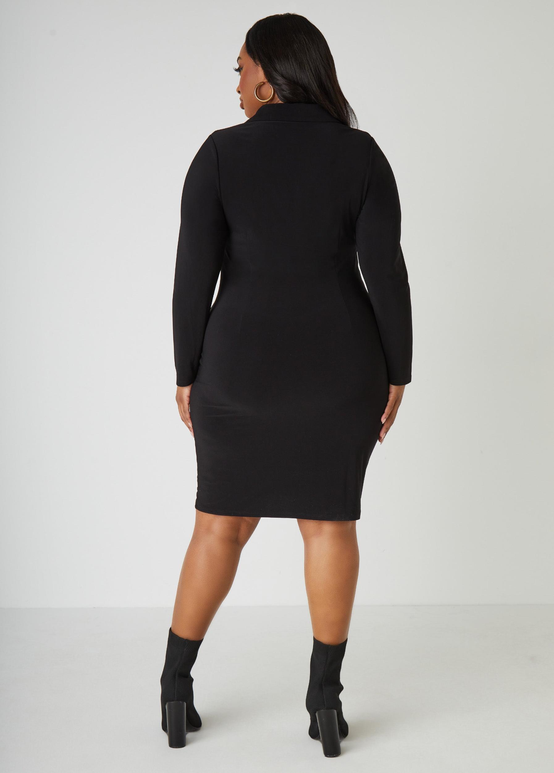 Ruched Stretch Knit Shirtdress Product Image