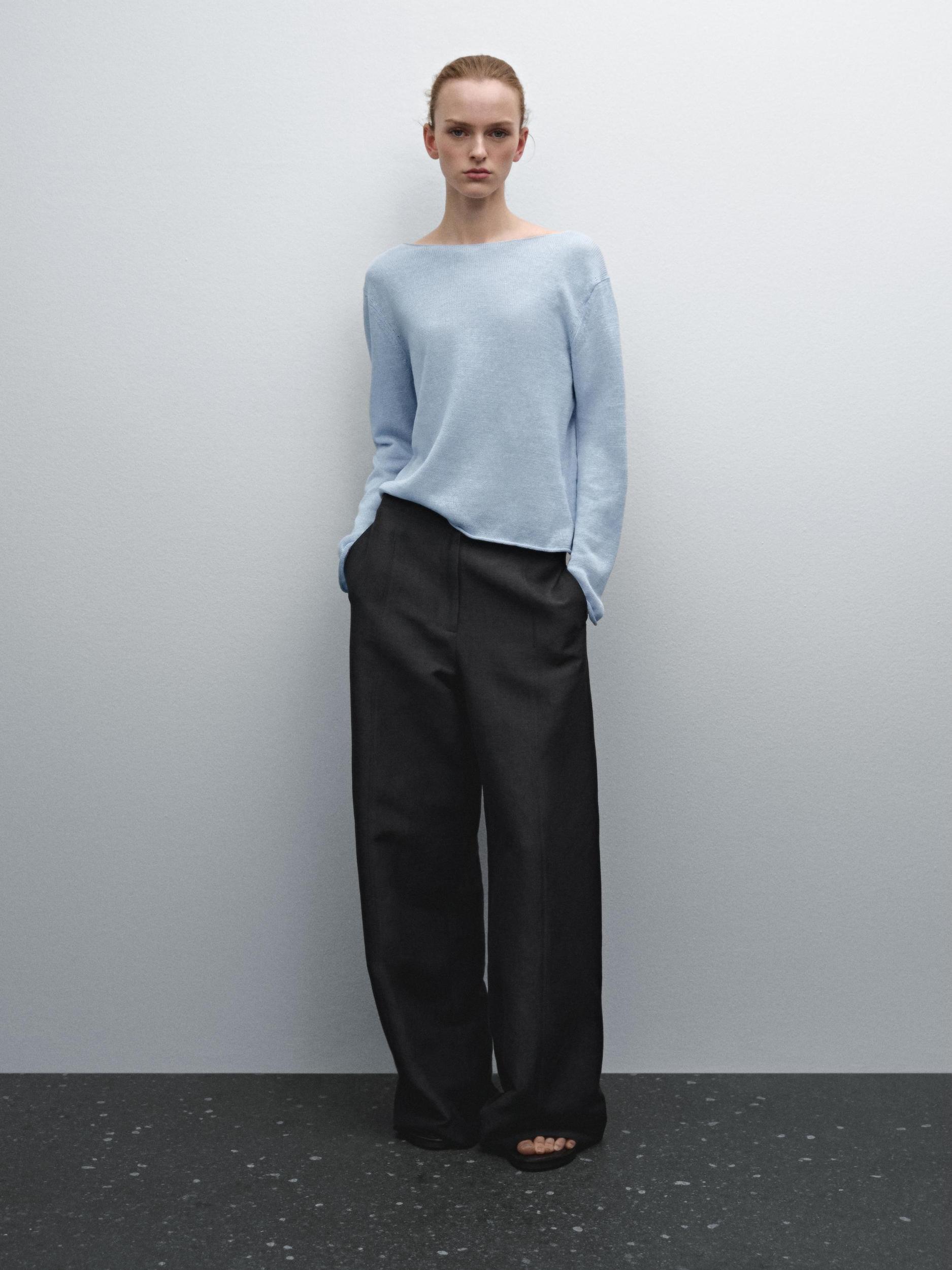 Openwork knitted jumper linen blend Product Image