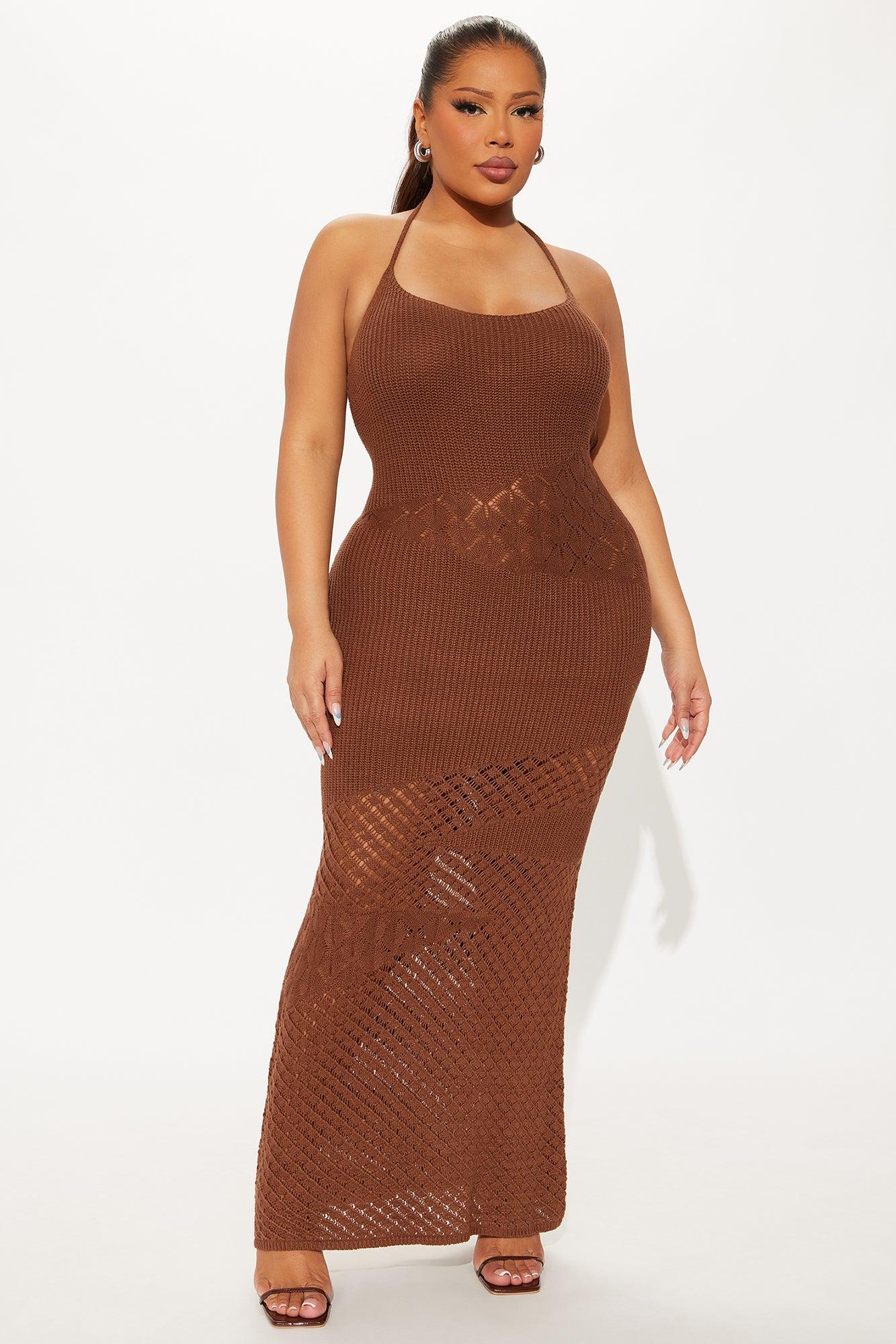 Sophia Crochet Maxi Dress - Brown Female Product Image