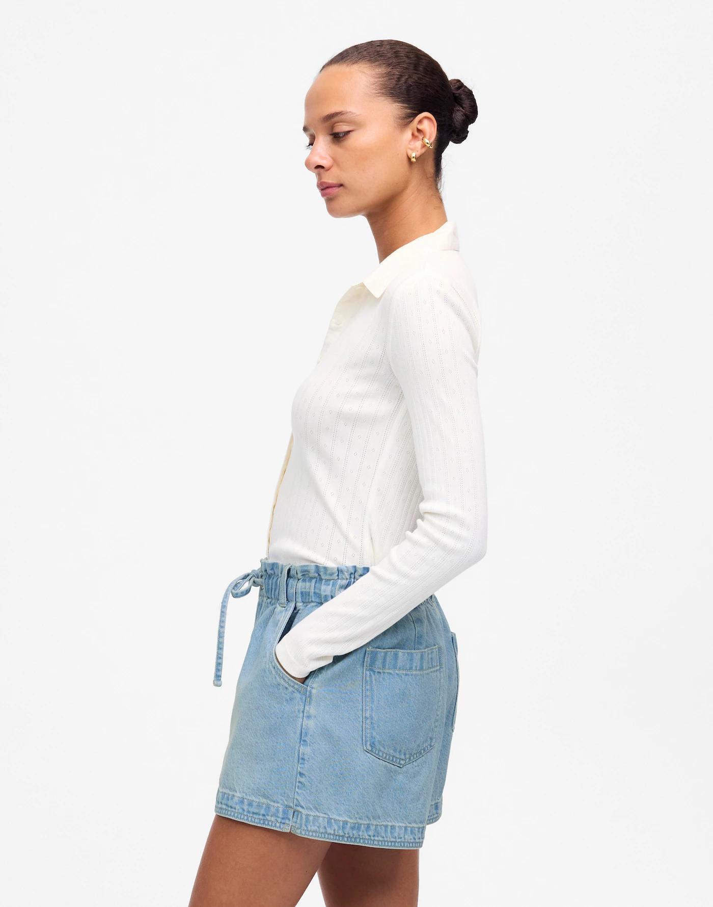 Tie-Waist Denim Shorts Product Image