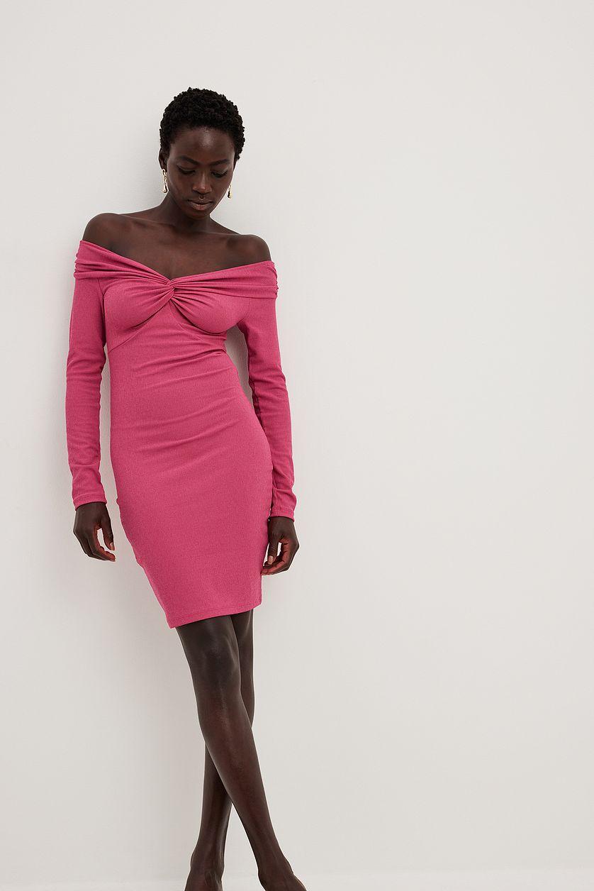 Off Shoulder Twist Mini Dress Product Image