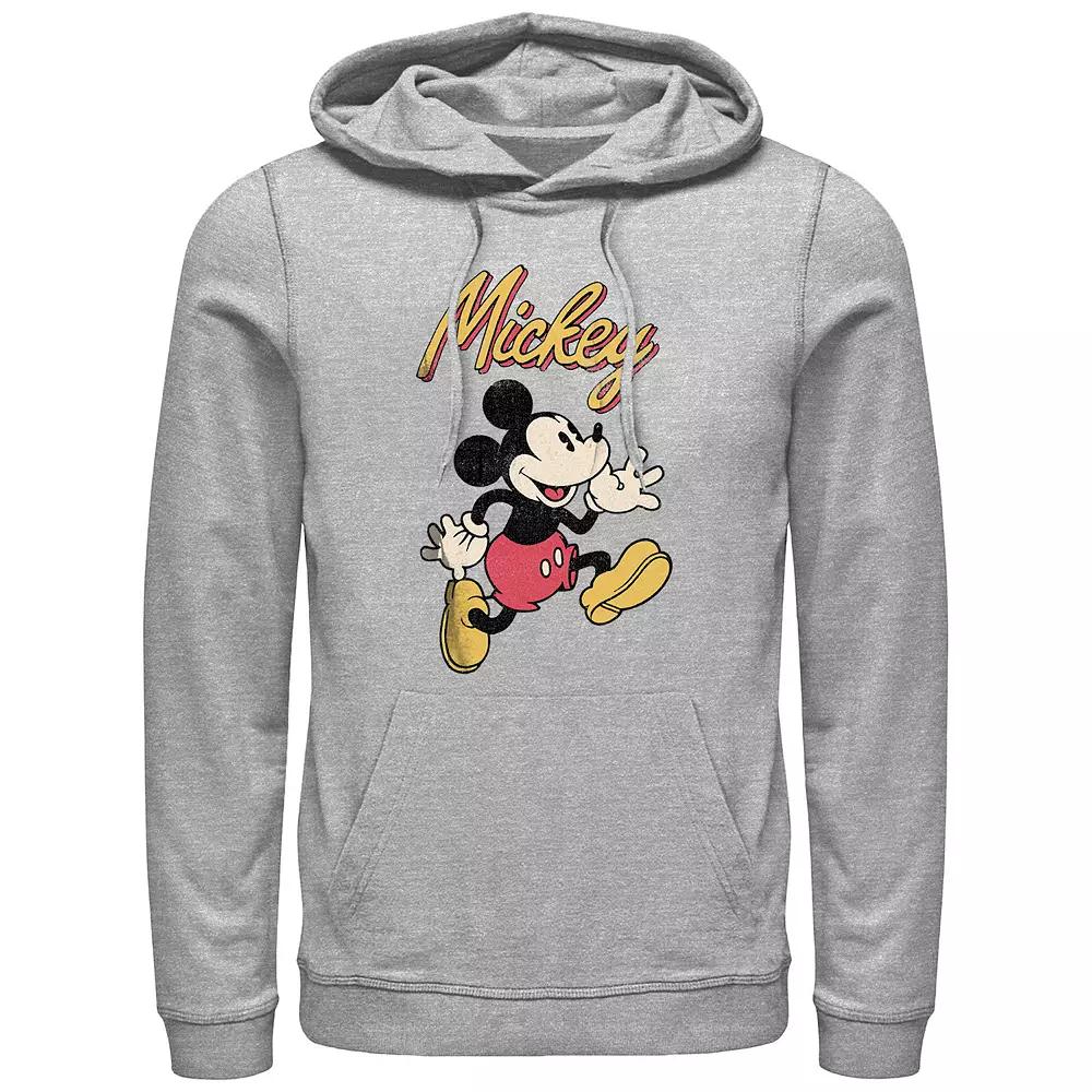 Men's Mickey Mouse Vintage Running Graphic Hoodie, Size: Large, Athletic Grey Product Image