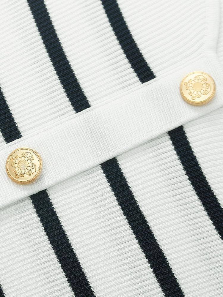 Acetate Square Neck Striped Women Knit Top Product Image