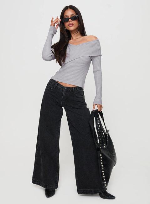 Nolia Long Sleeve Top Grey Product Image