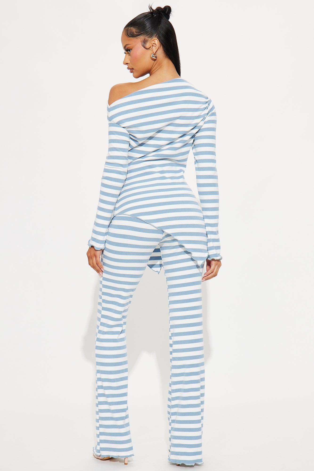Nautical Vibe Striped Pant Set - Denim Product Image