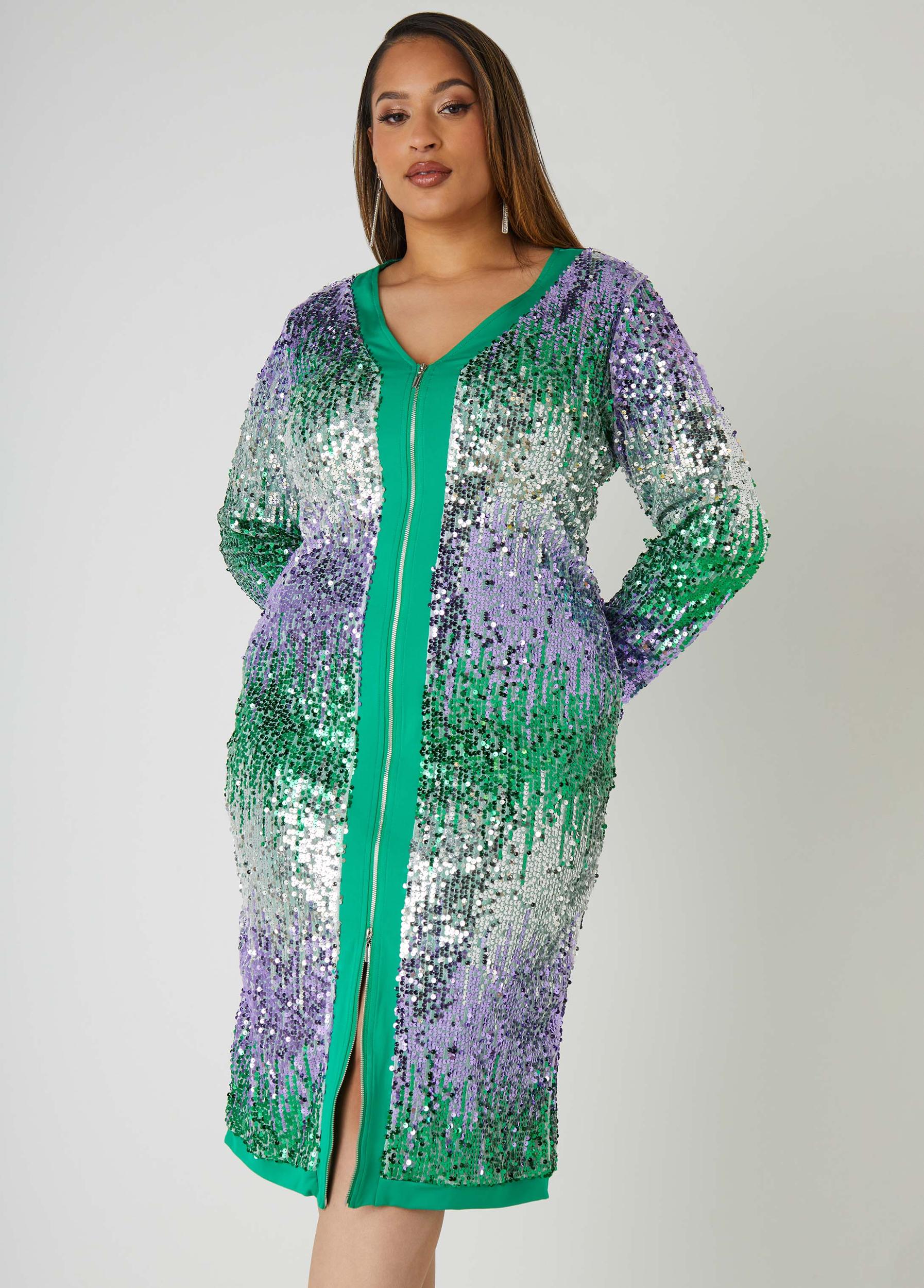 Ombre Sequined Bodycon Dress Product Image