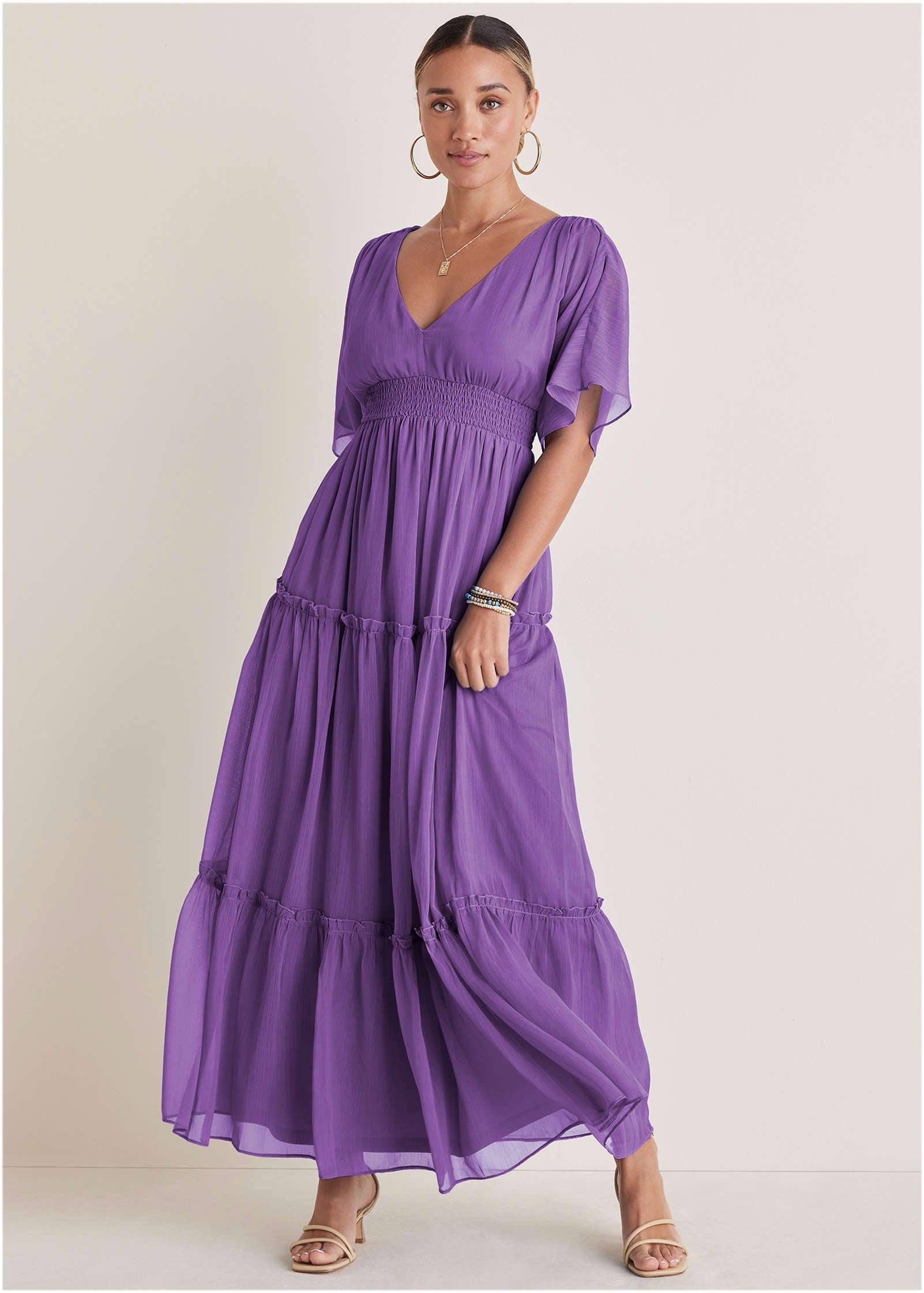 Flutter Sleeve Maxi Dress - Cattleya Orchid Product Image