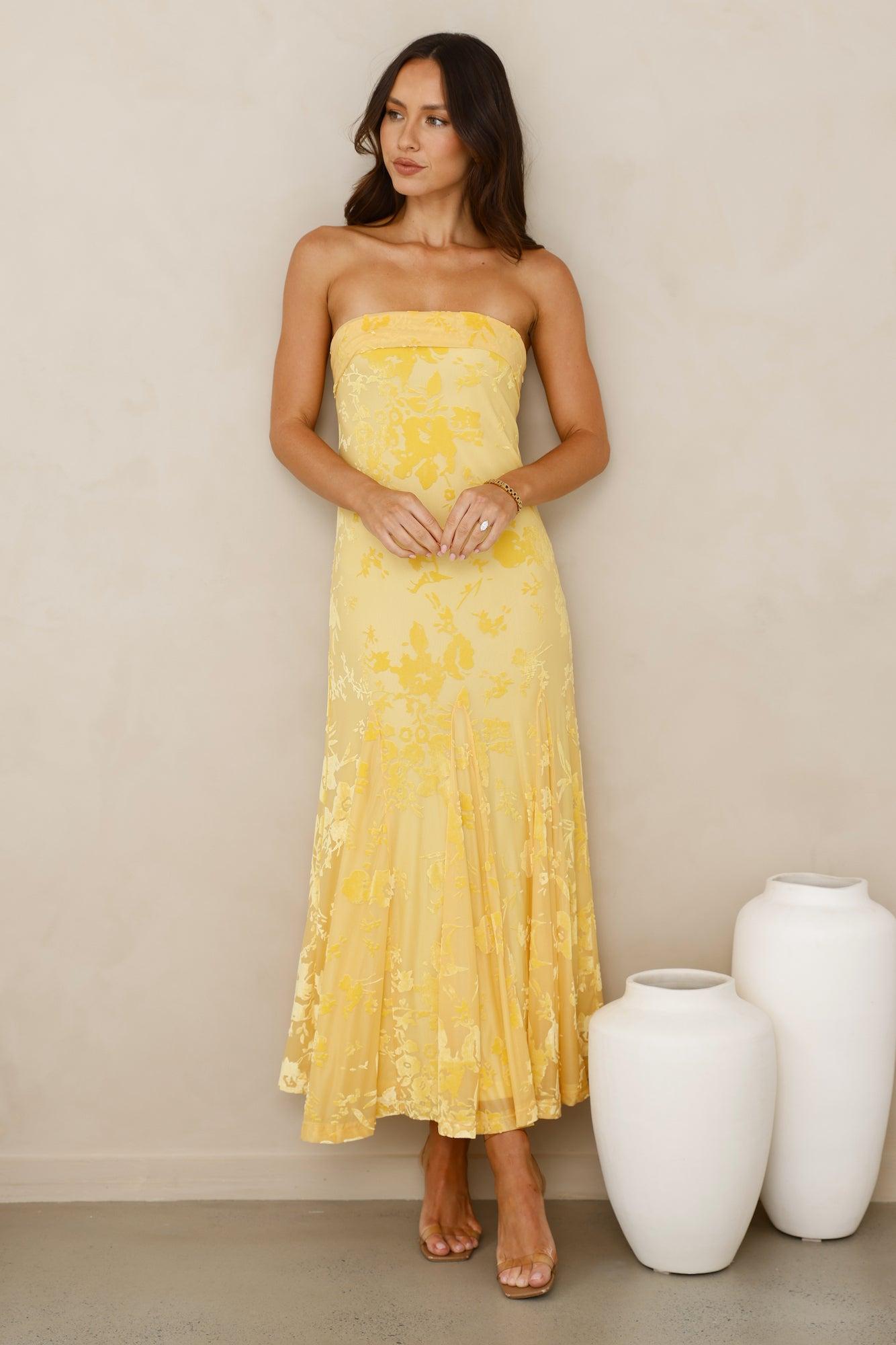 Style Empress Strapless Maxi Dress Yellow Product Image