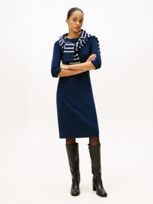Puff-Sleeve Rib-Knit Dress Product Image