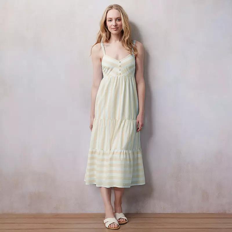 Women's LC Lauren Conrad Voile Button-Front Tank Maxi Dress, Size: XL, Brown Spa Stripe Product Image