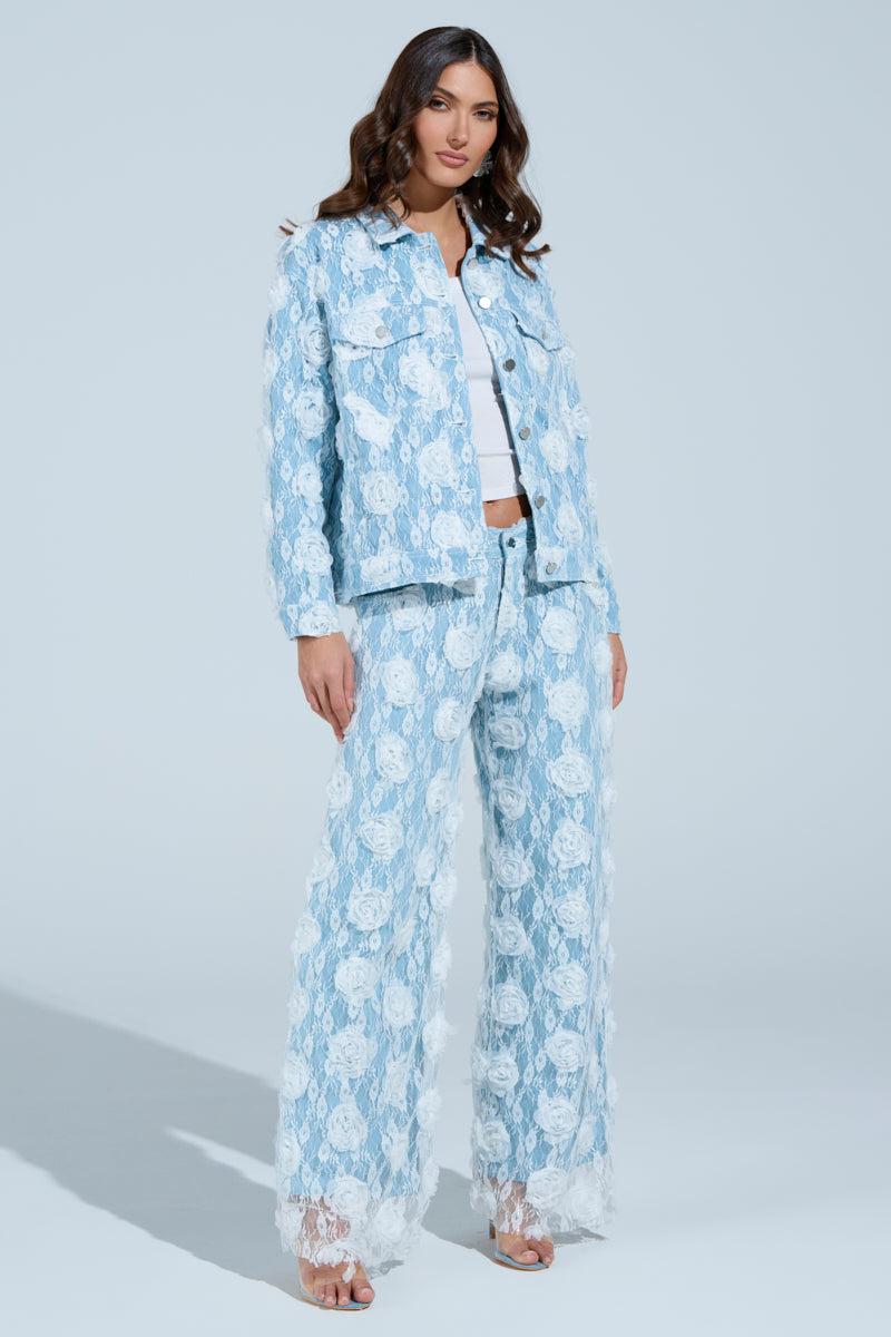 FOLLOW MY LEAD APPLIQUE WIDE LEG DENIM Product Image