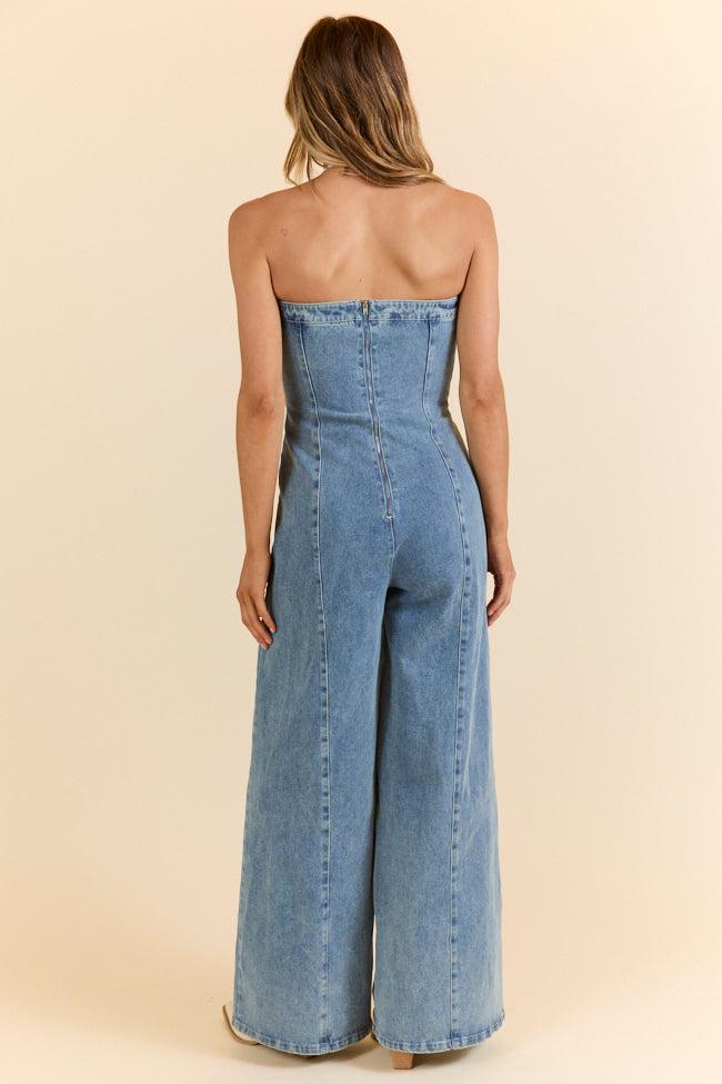 Nashville Nights Corset Denim Jumpsuit FINAL SALE Product Image