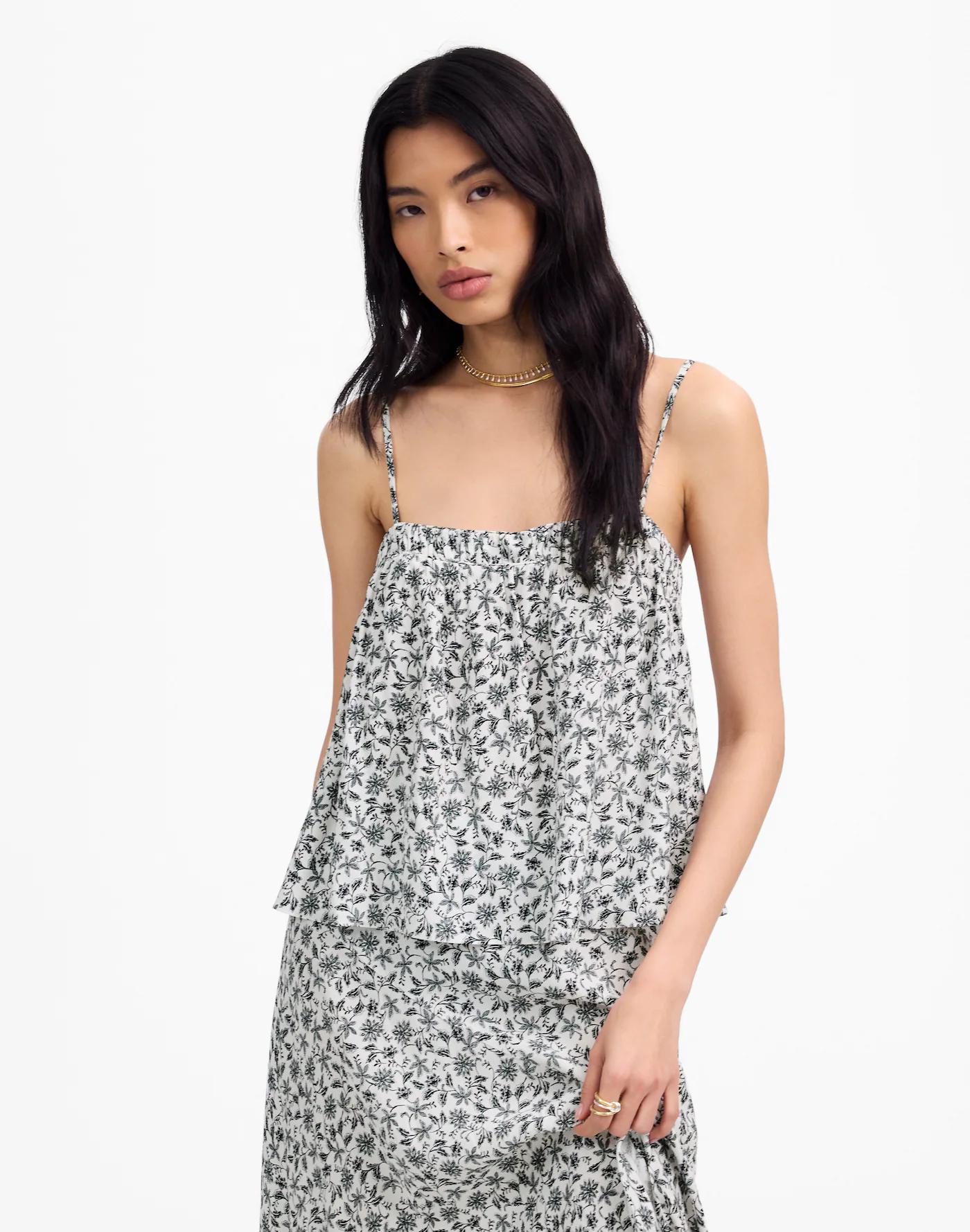 Flowy Squareneck Tank in Floral Product Image
