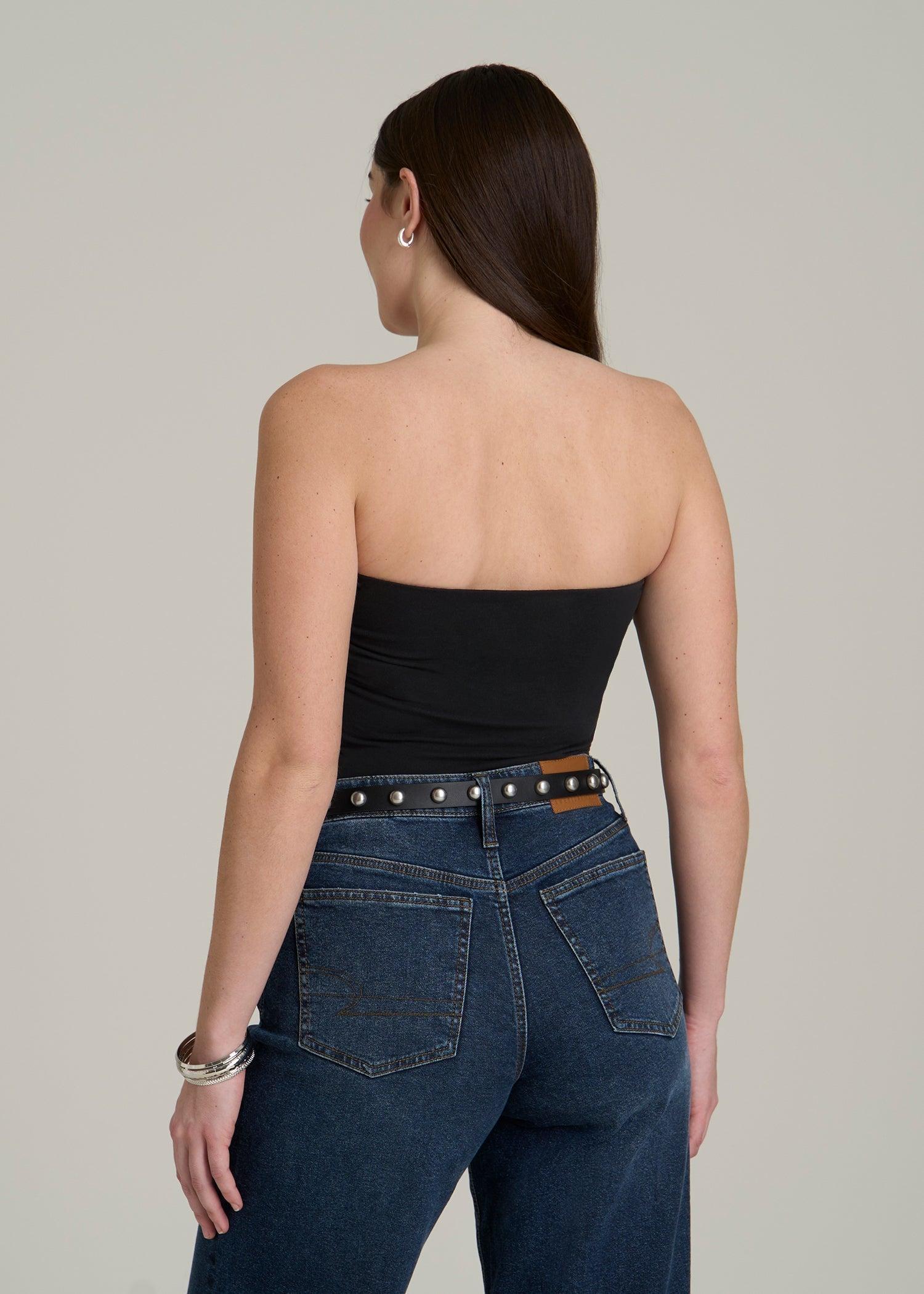 Cotton Tube Top for Tall Women in Black Female Product Image