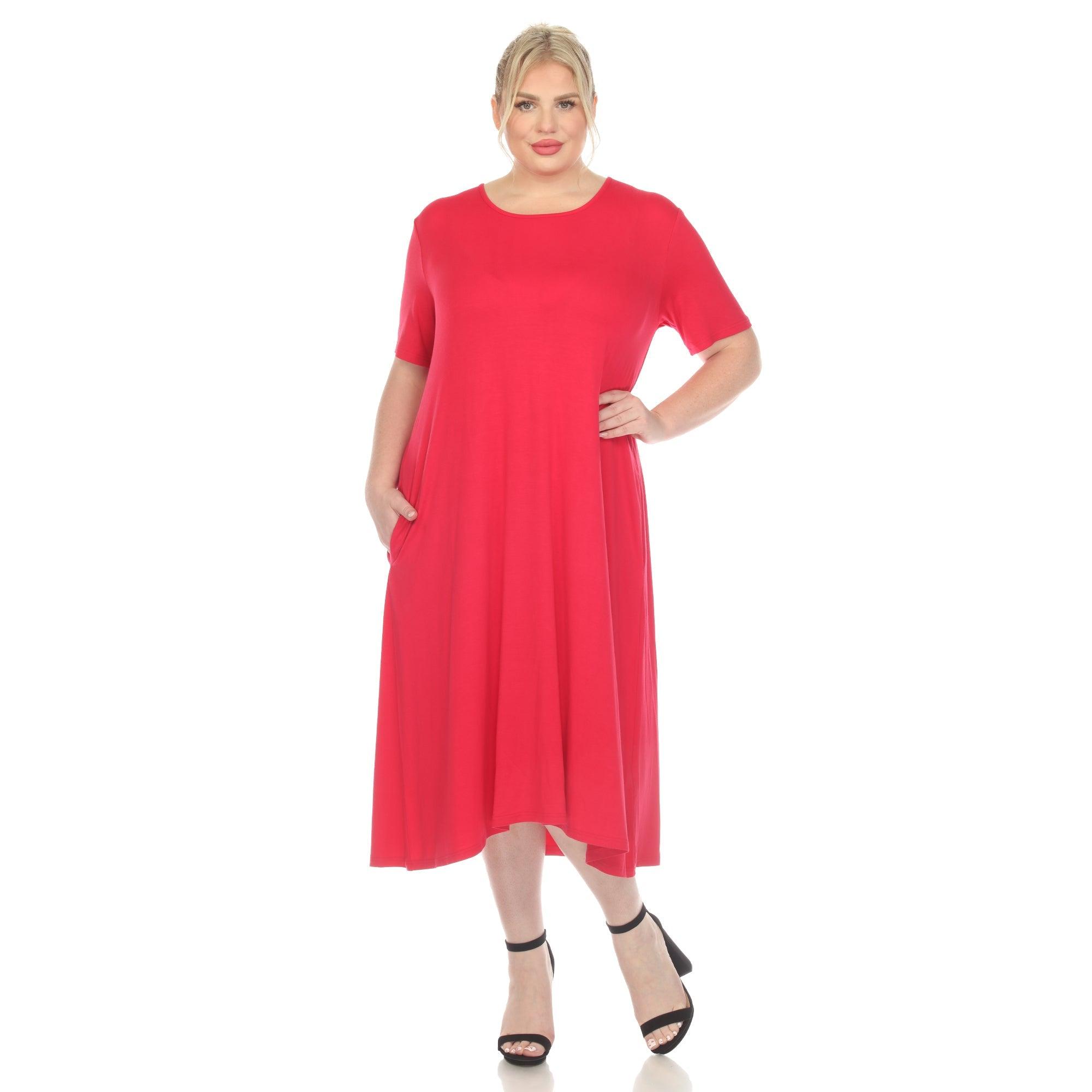 Short Sleeve Pocket Swing Midi Dress - Plus Product Image