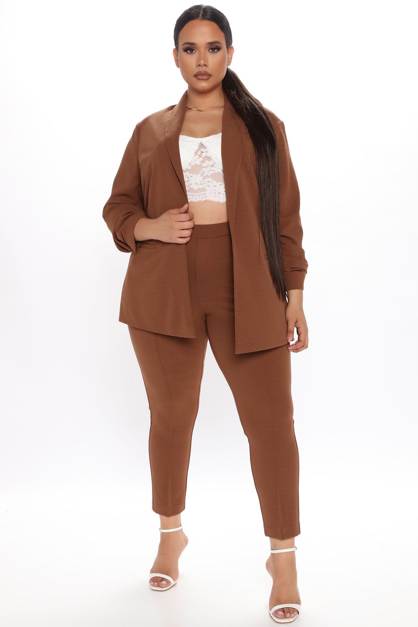 Business Classy Blazer Pant Set - Tan Product Image