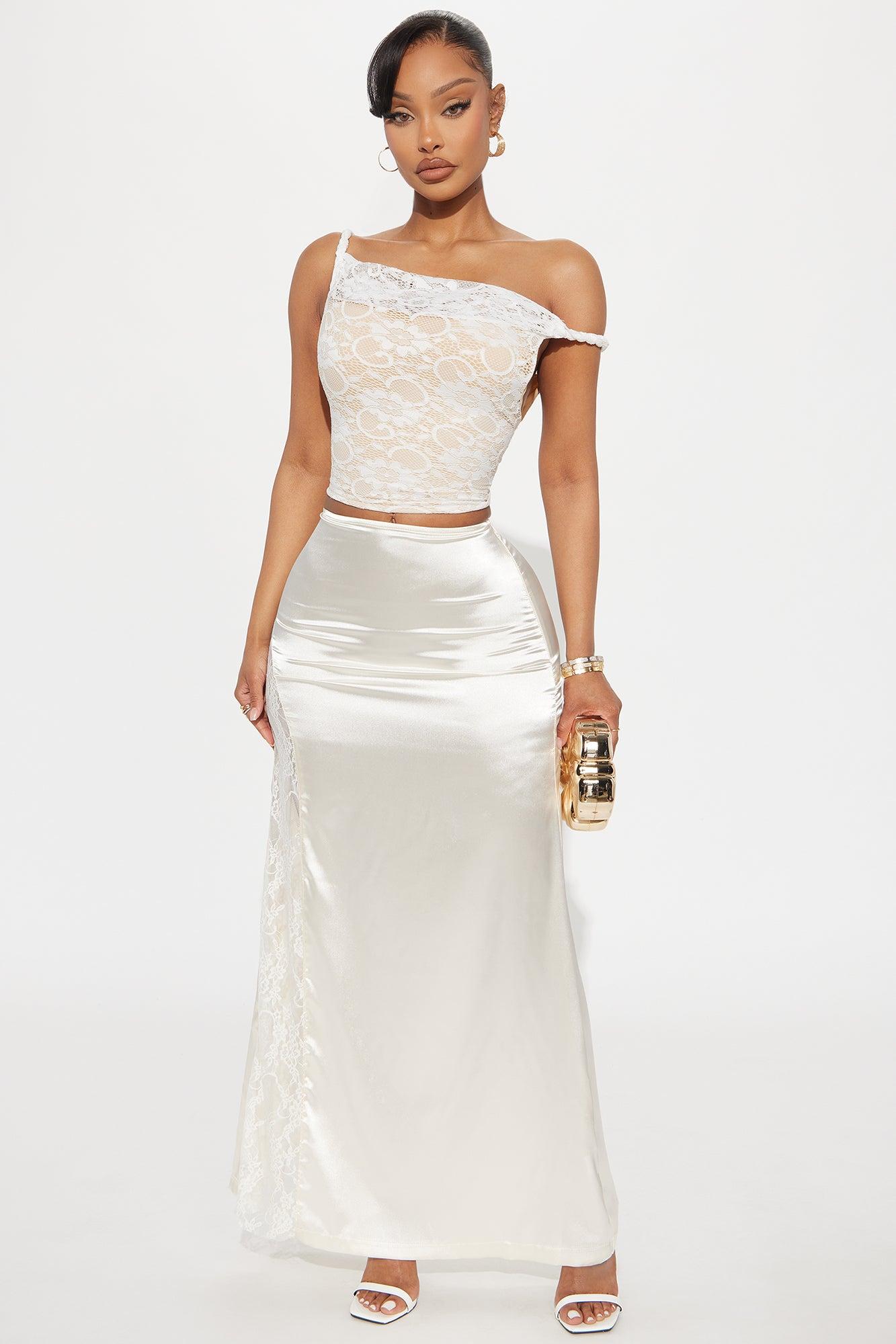 Pretty In Lace Off Shoulder Top - White Product Image