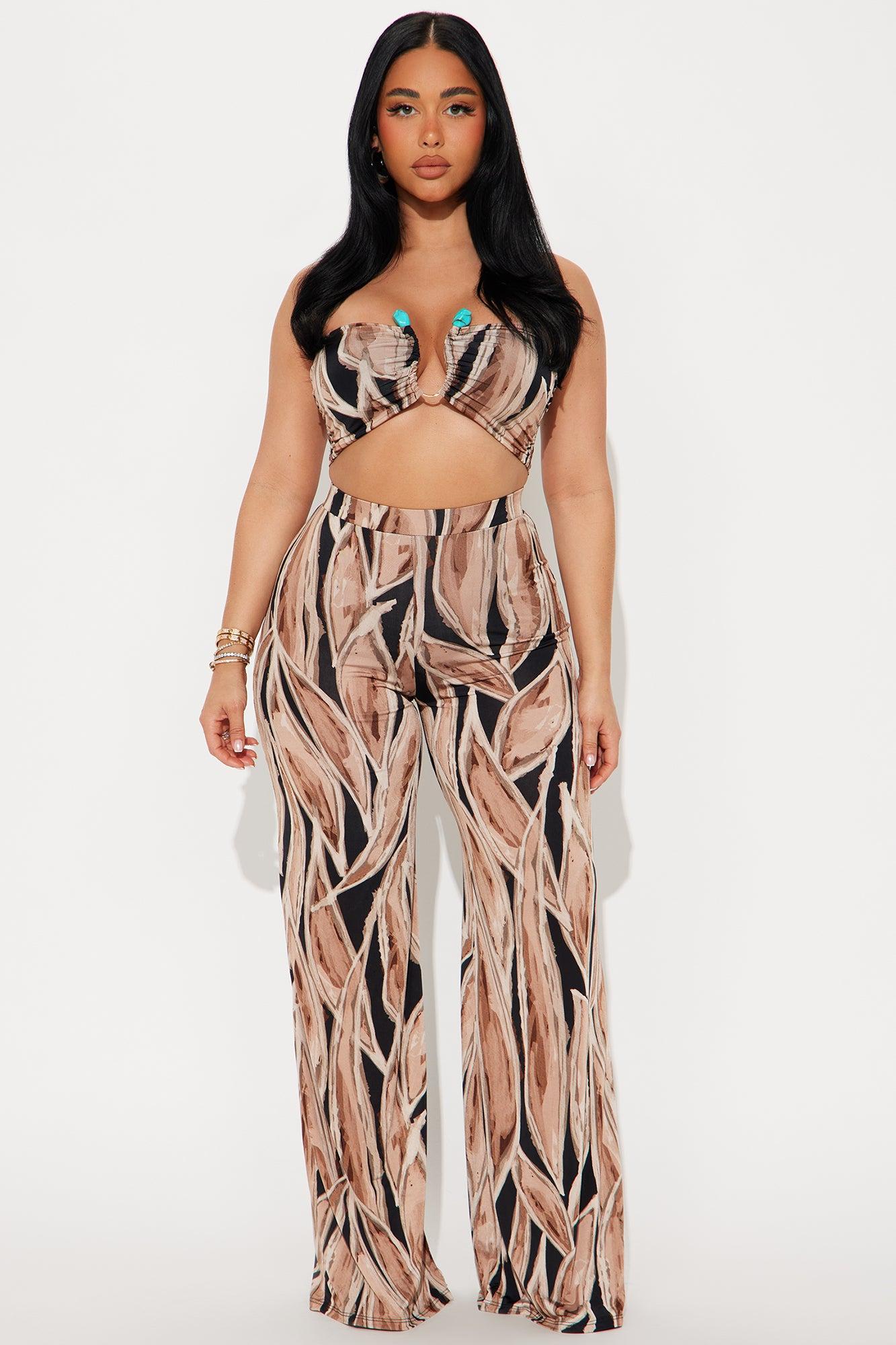 Alessia Pant Set - Taupe/combo Product Image