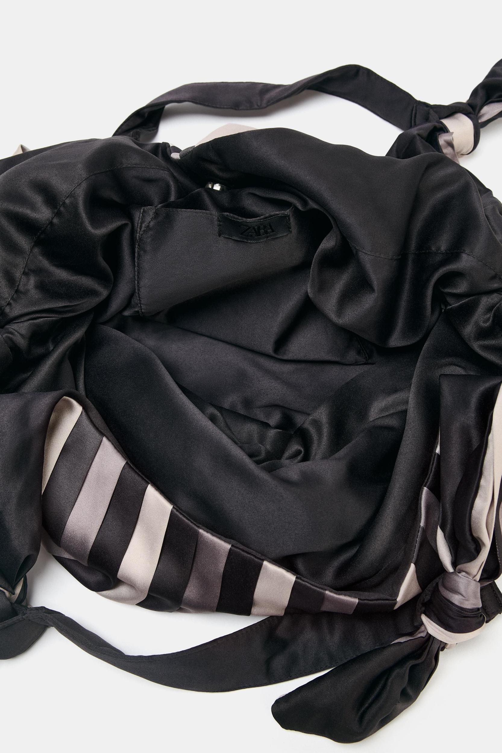 KNOTTED SATIN EFFECT MAXI BUCKET BAG Product Image