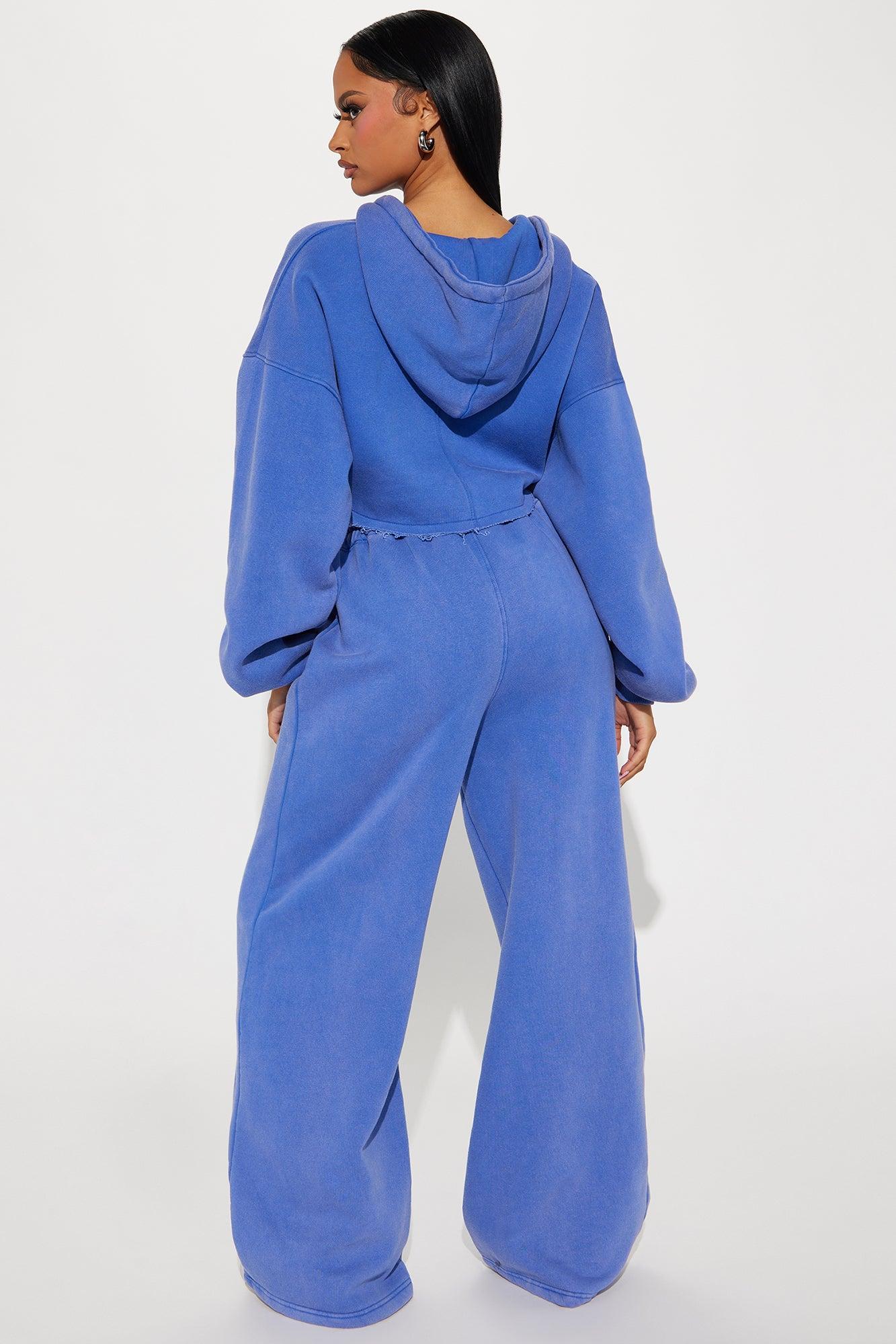 On The Go Fleece Pant Set - Blue Product Image