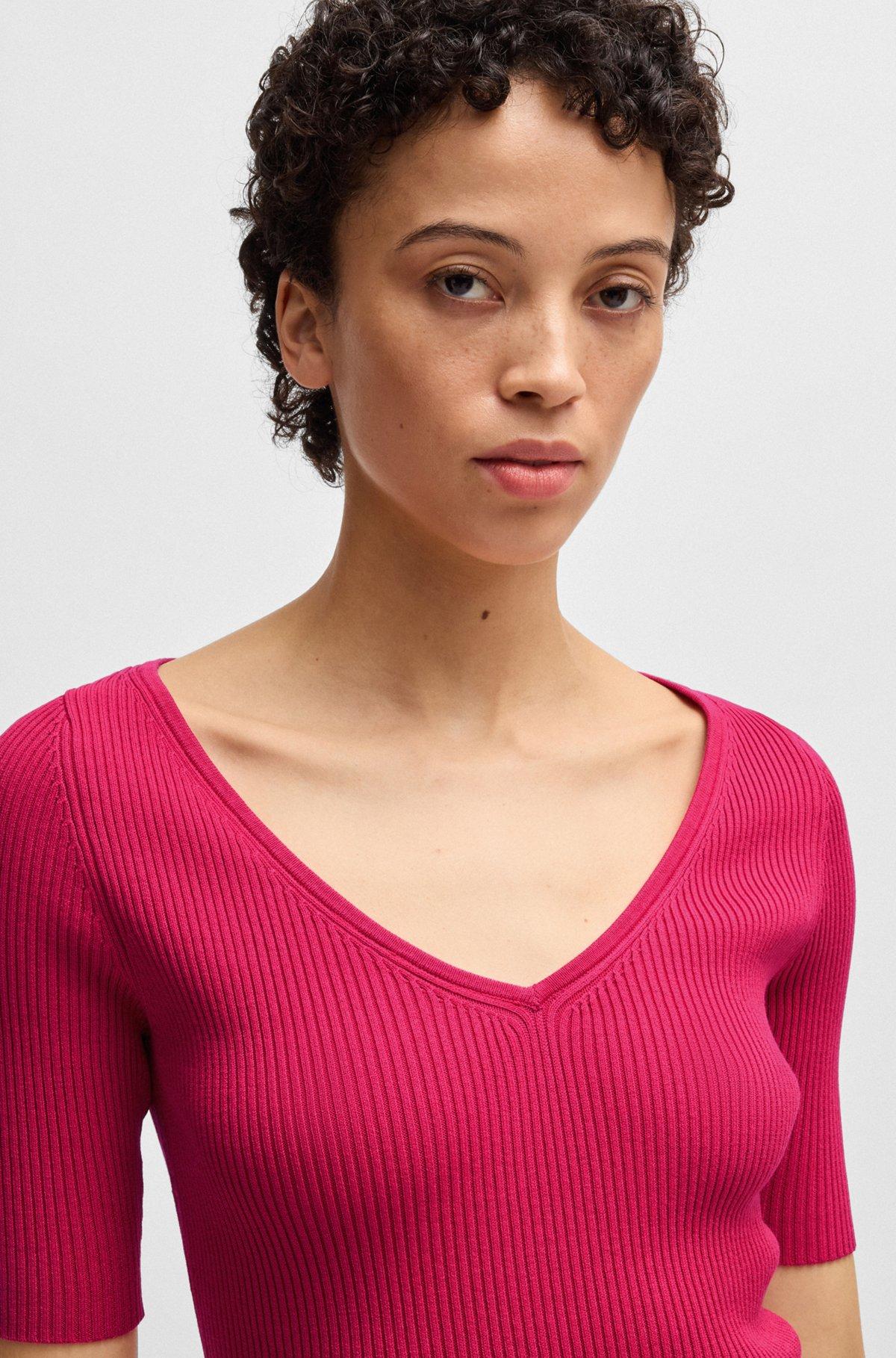 Knitted sweater with V neckline in slim fit Product Image