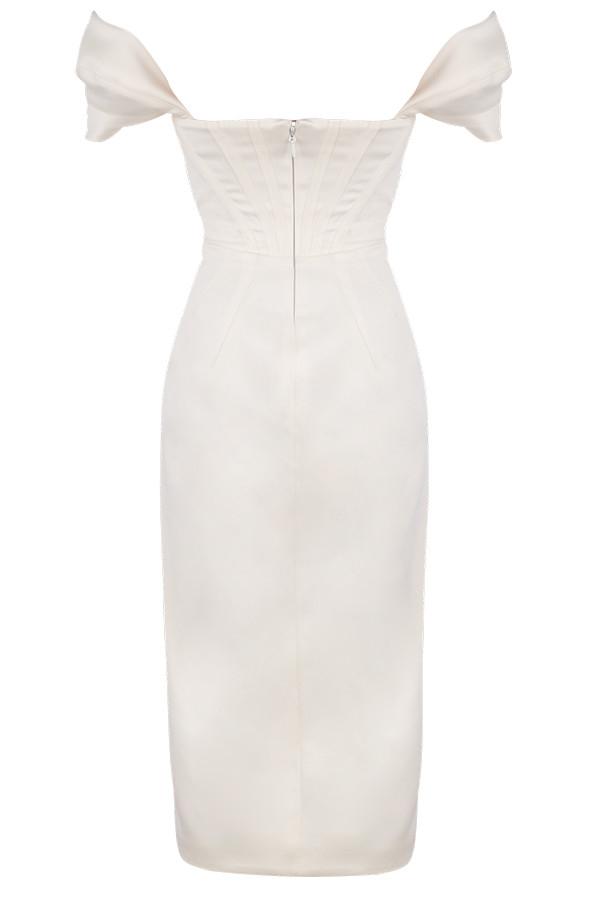 Loretta  ivory satin off shoulder dress Product Image