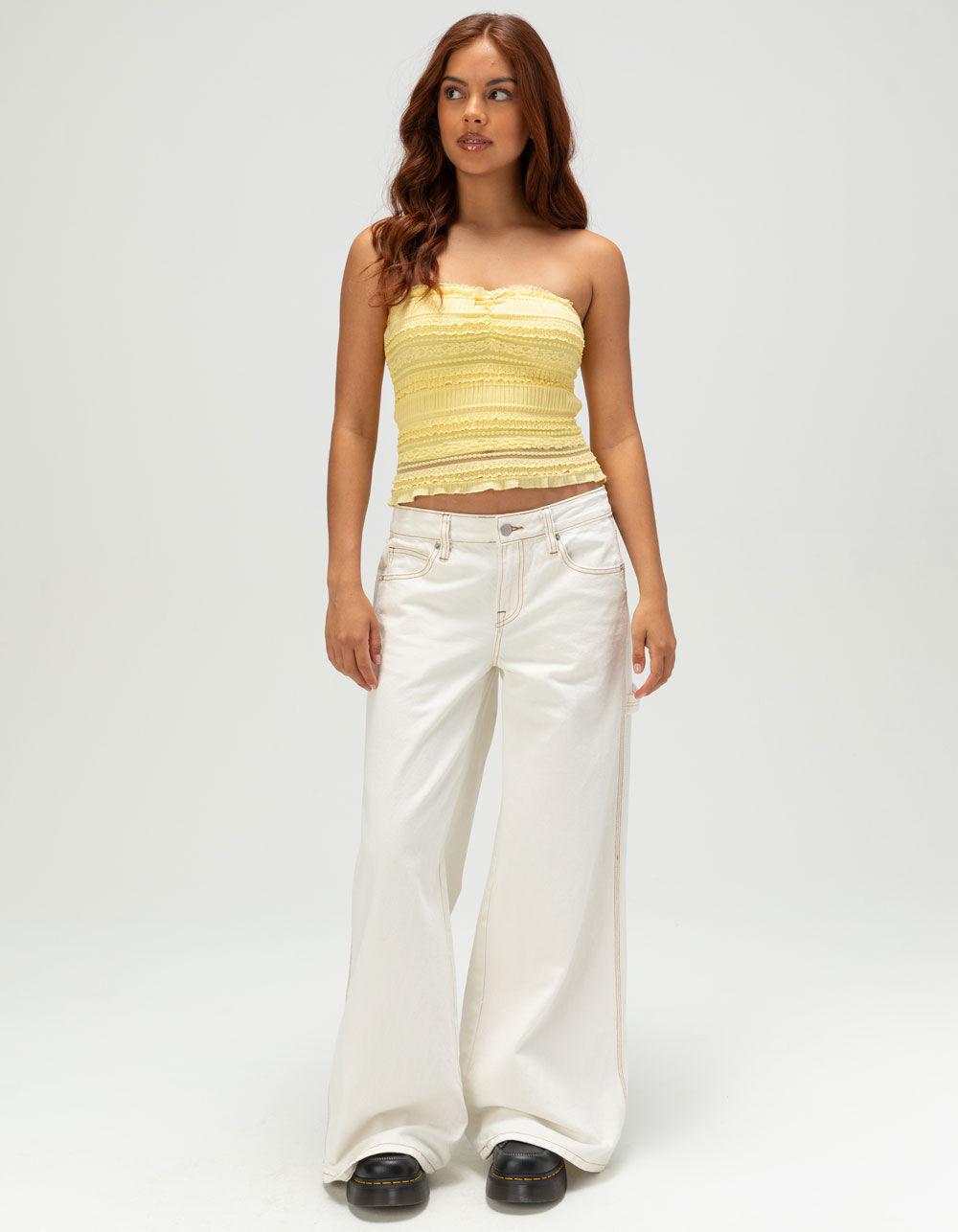 FULL TILT Lace Womens Tube Top - YELLOW Product Image
