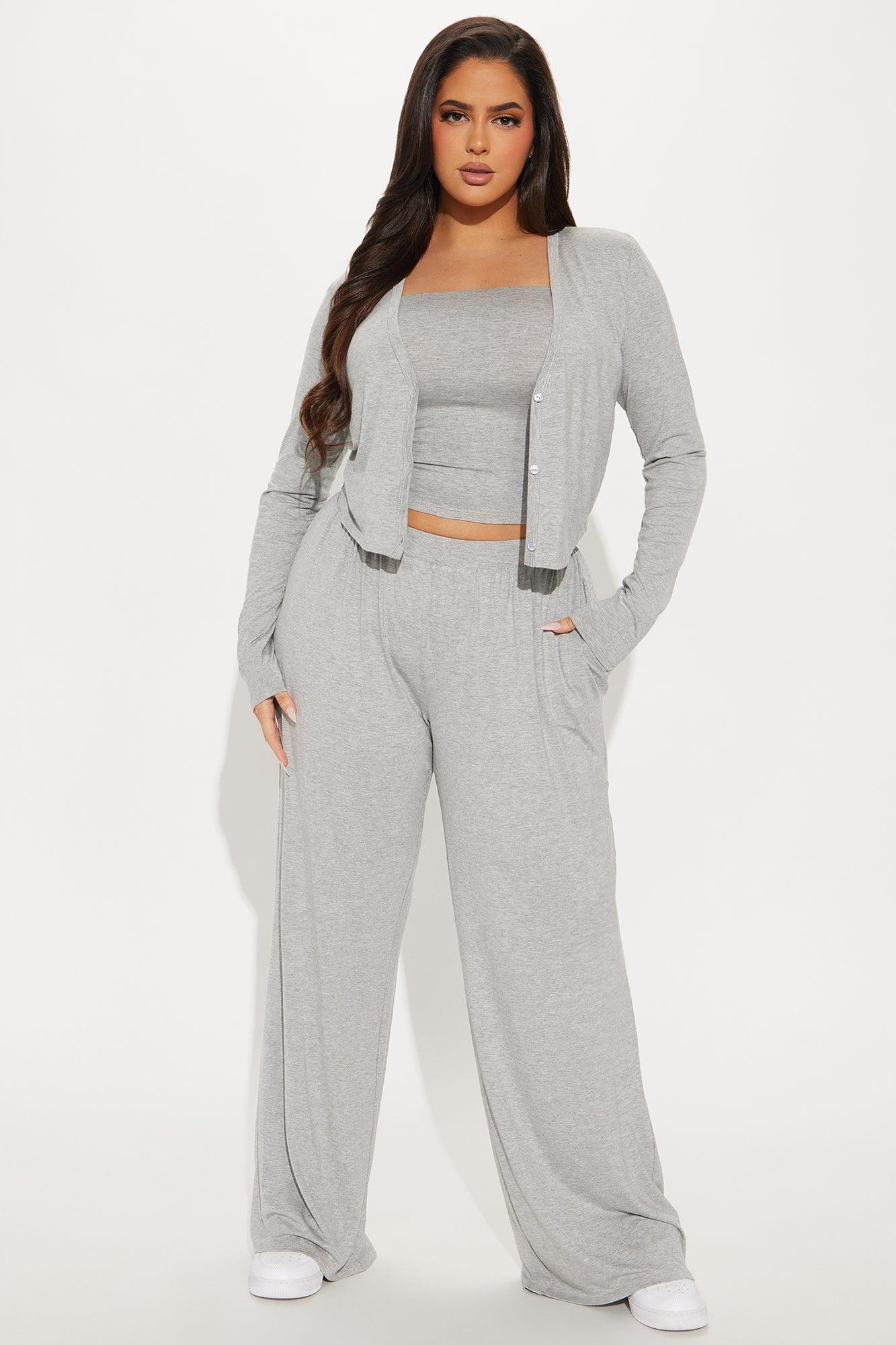 Callie 3 Piece Pant Set - Heather Grey Product Image