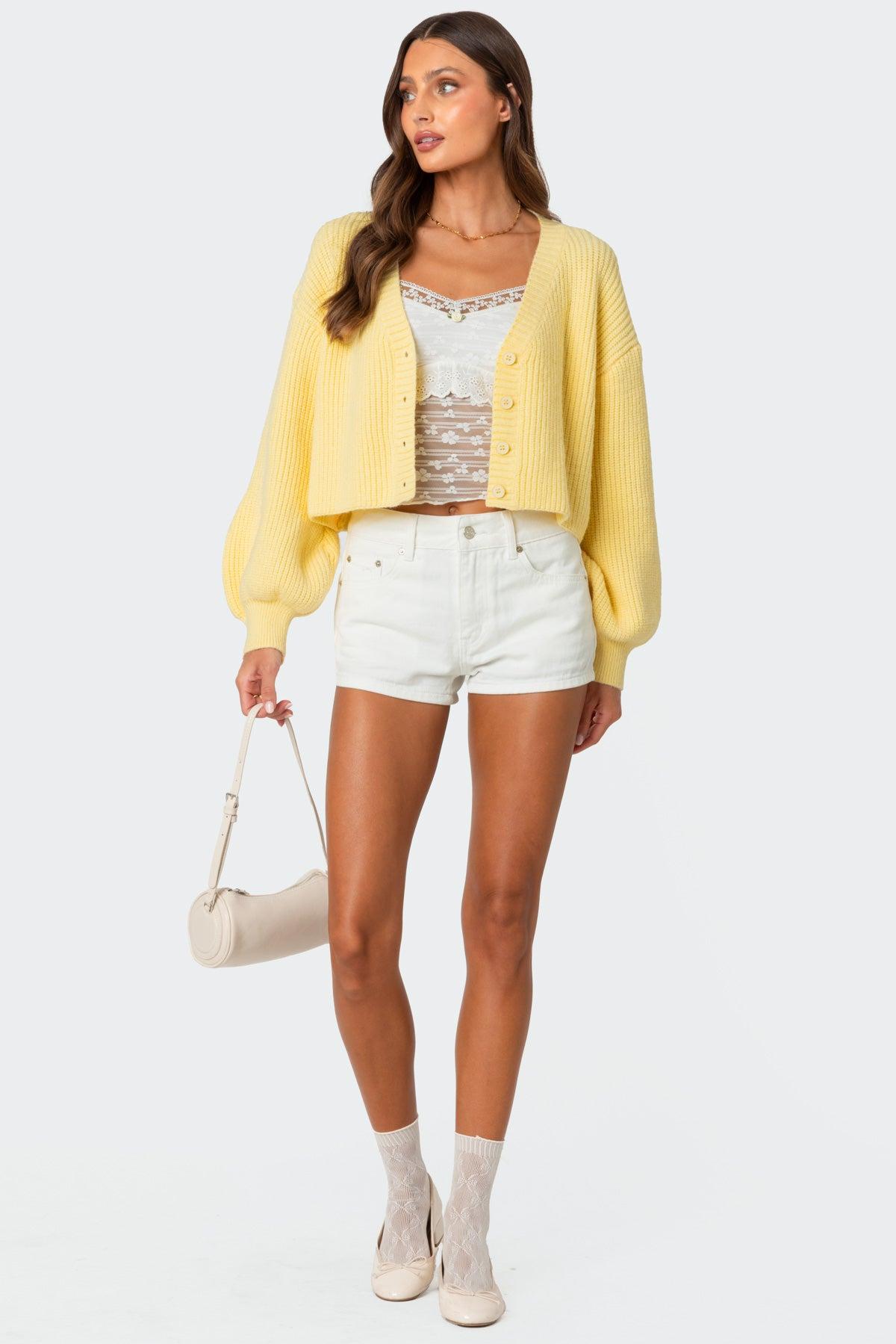 Sabrina Chunky Knit Cropped Cardigan Product Image