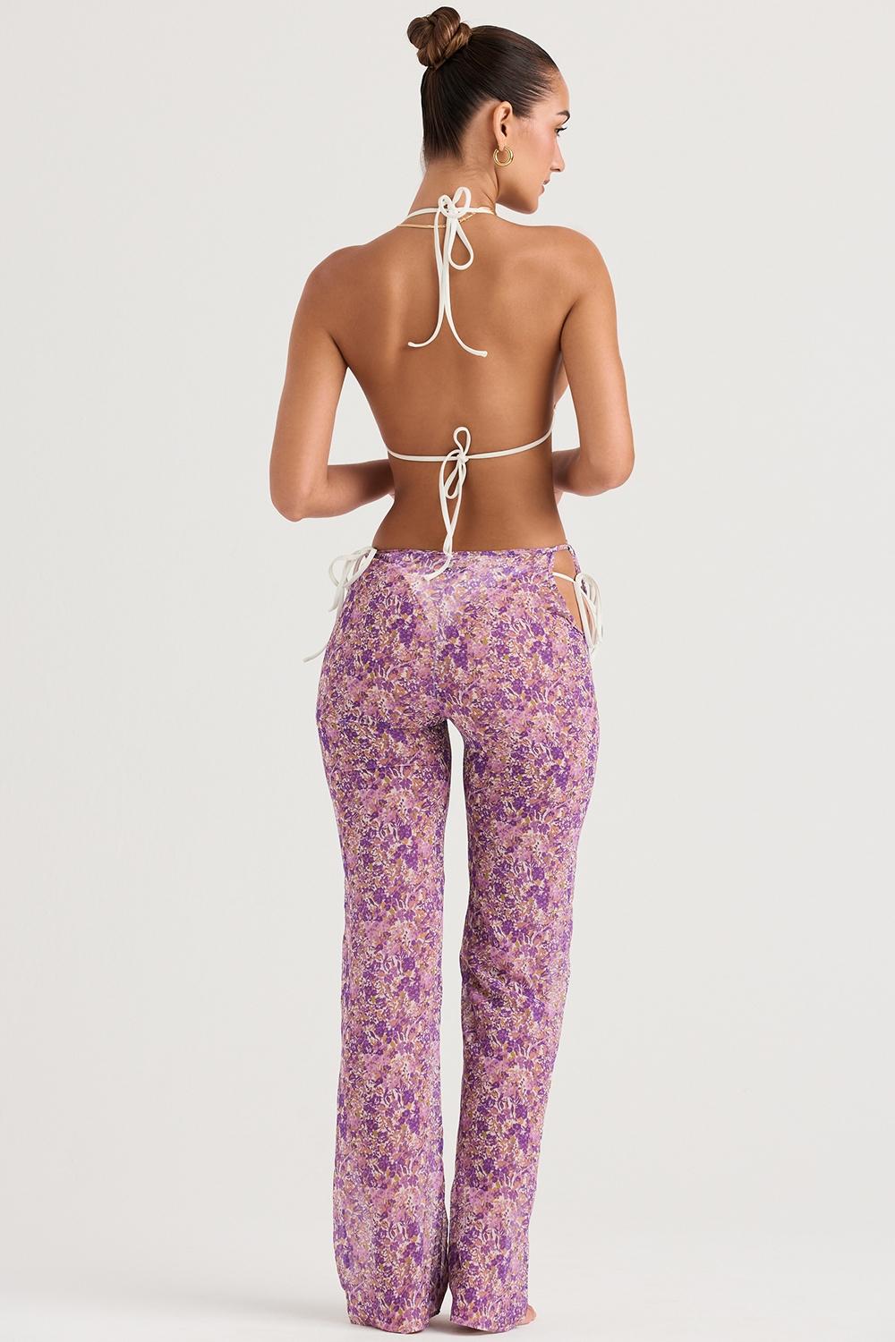 Keala  violet floral cutout trousers - sale Product Image