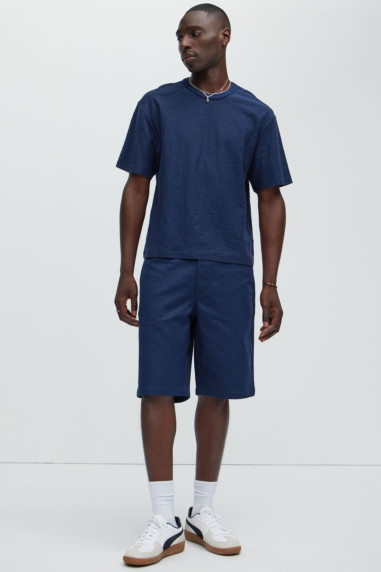 Mickies Straight Work Shorts - Navy Product Image