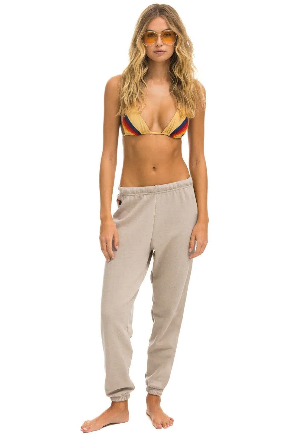 5 STRIPE SWEATPANTS - SAND // RAINBOW WHITE Female Product Image