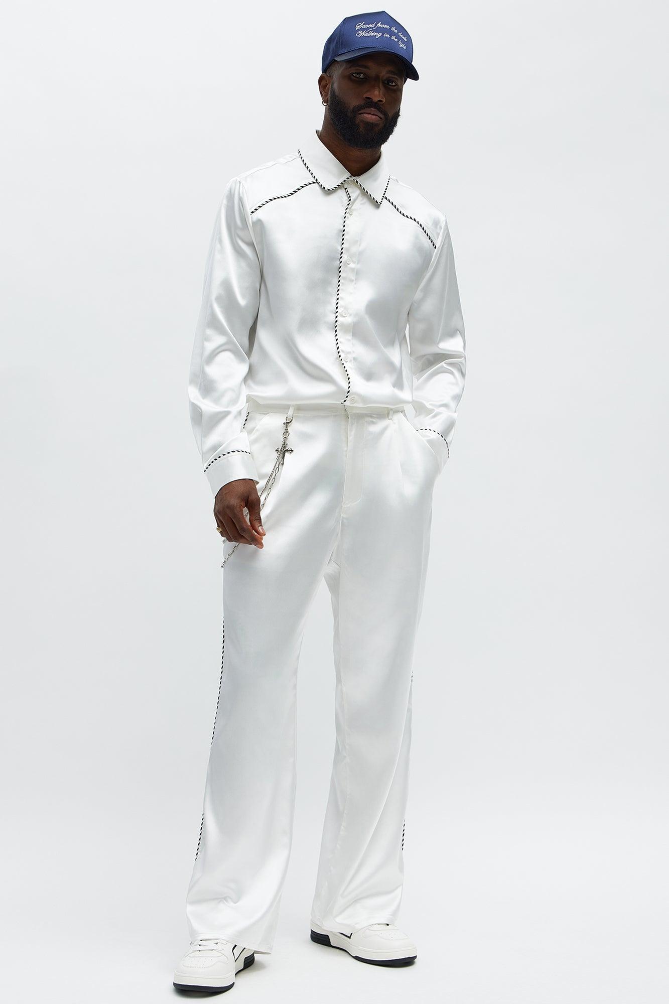 Relaxed Luxe Track Trousers - White Male Product Image