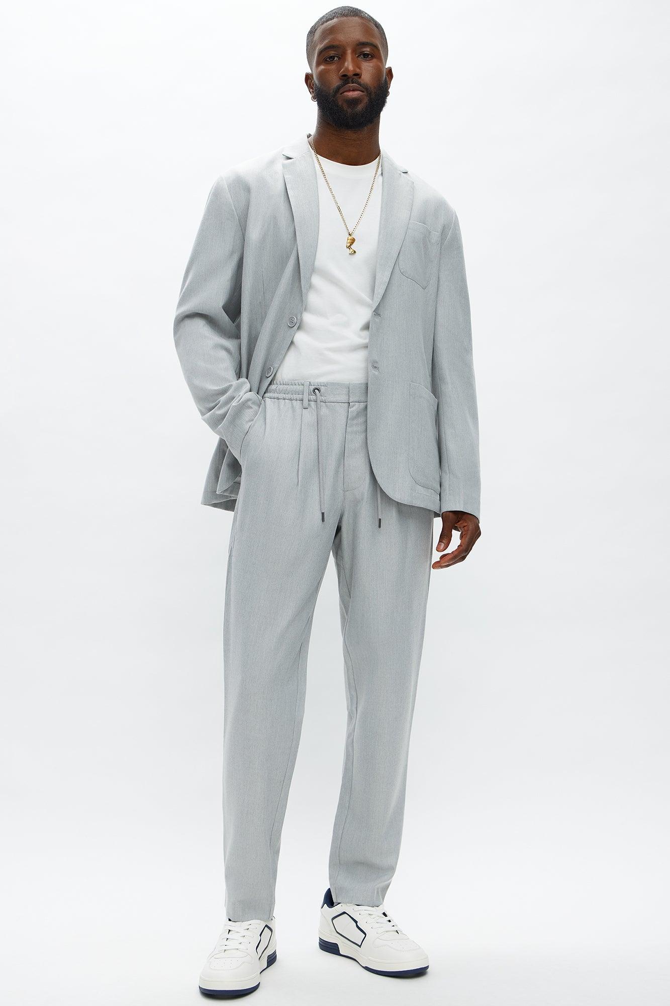 Slim Modern Stretch-Waist Everyday Trouser - Light Grey Male Product Image