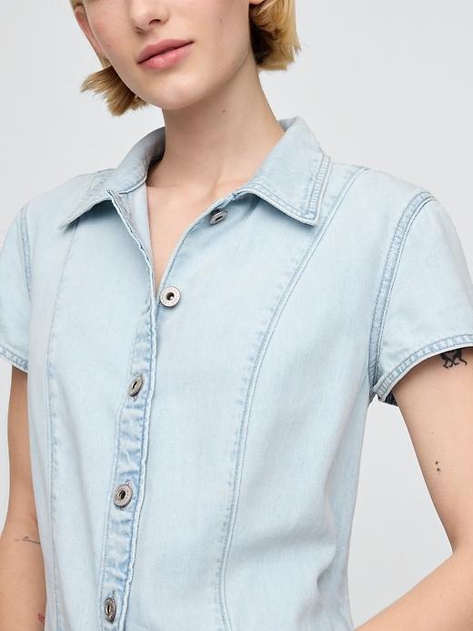 UltraSoft Denim Mini Shift Dress Product Image