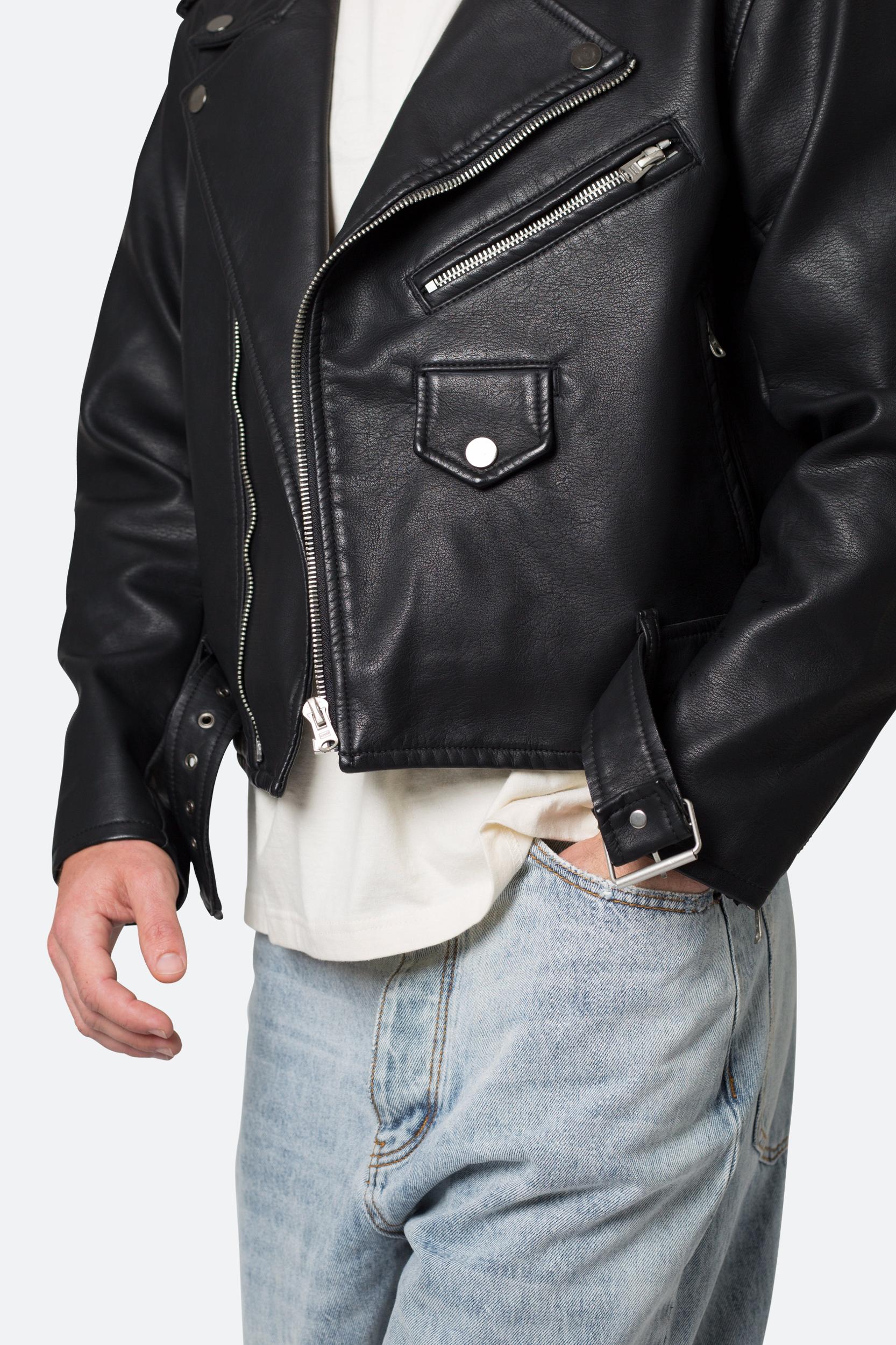 Leather Moto Jacket - Black Product Image