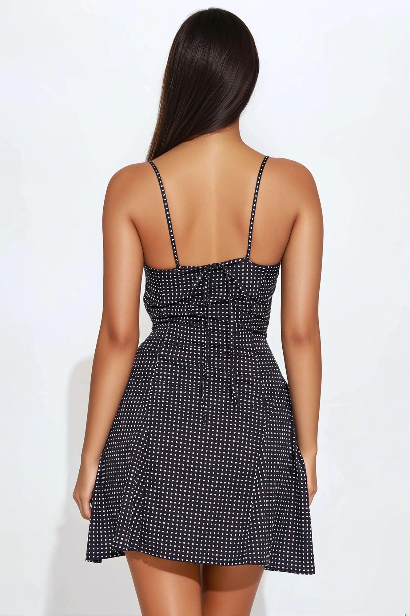 Yvette Polka Dot Mini Dress - Black Product Image
