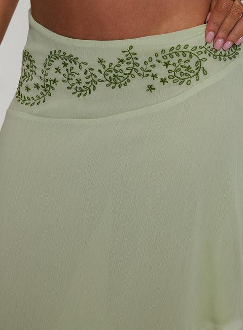 Pappilion Asymmetrical Midi Skirt Sage Product Image