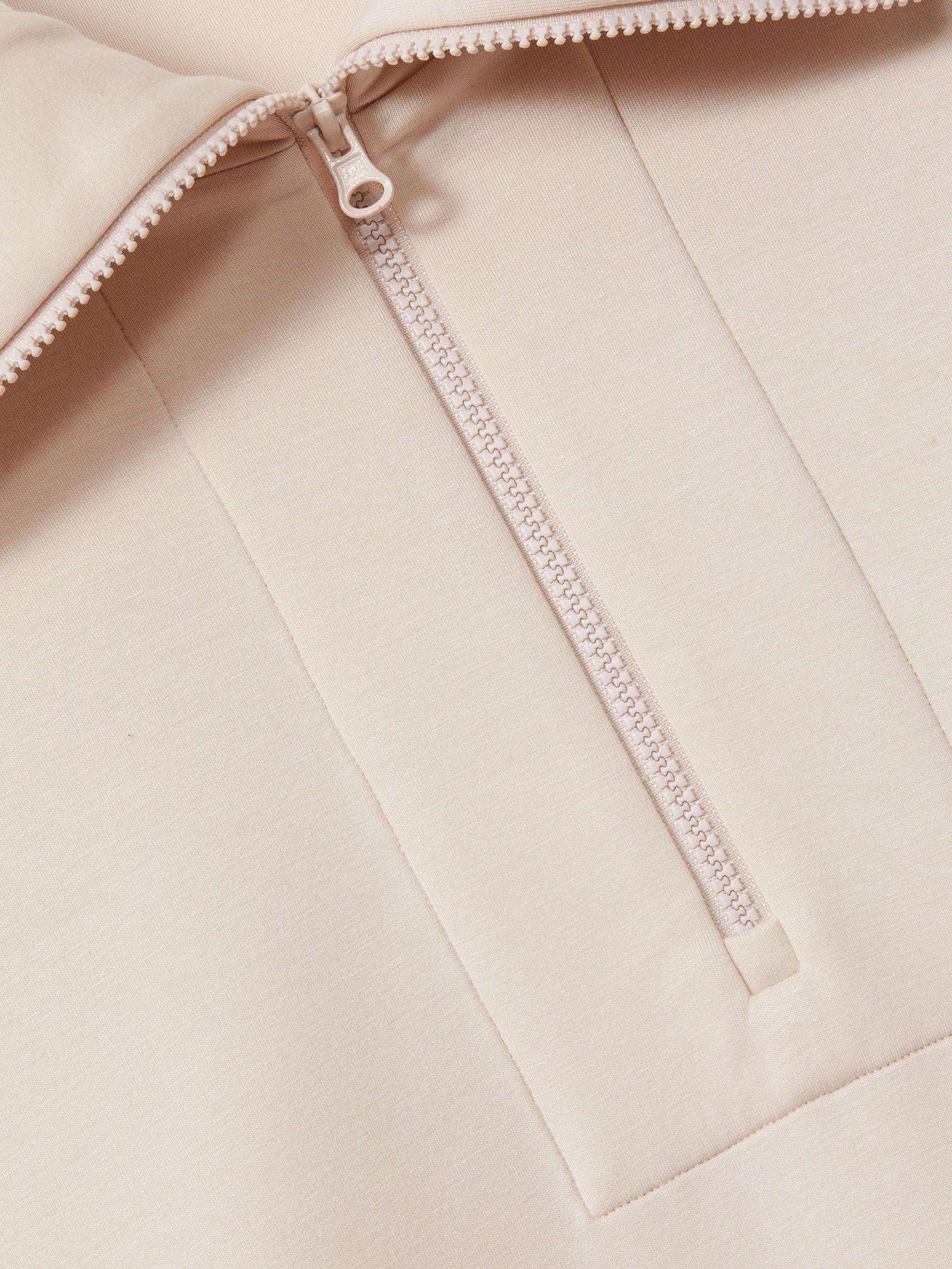 Interlock Half-Zip Drawstring-Hem Sweatshirt in Stone Product Image