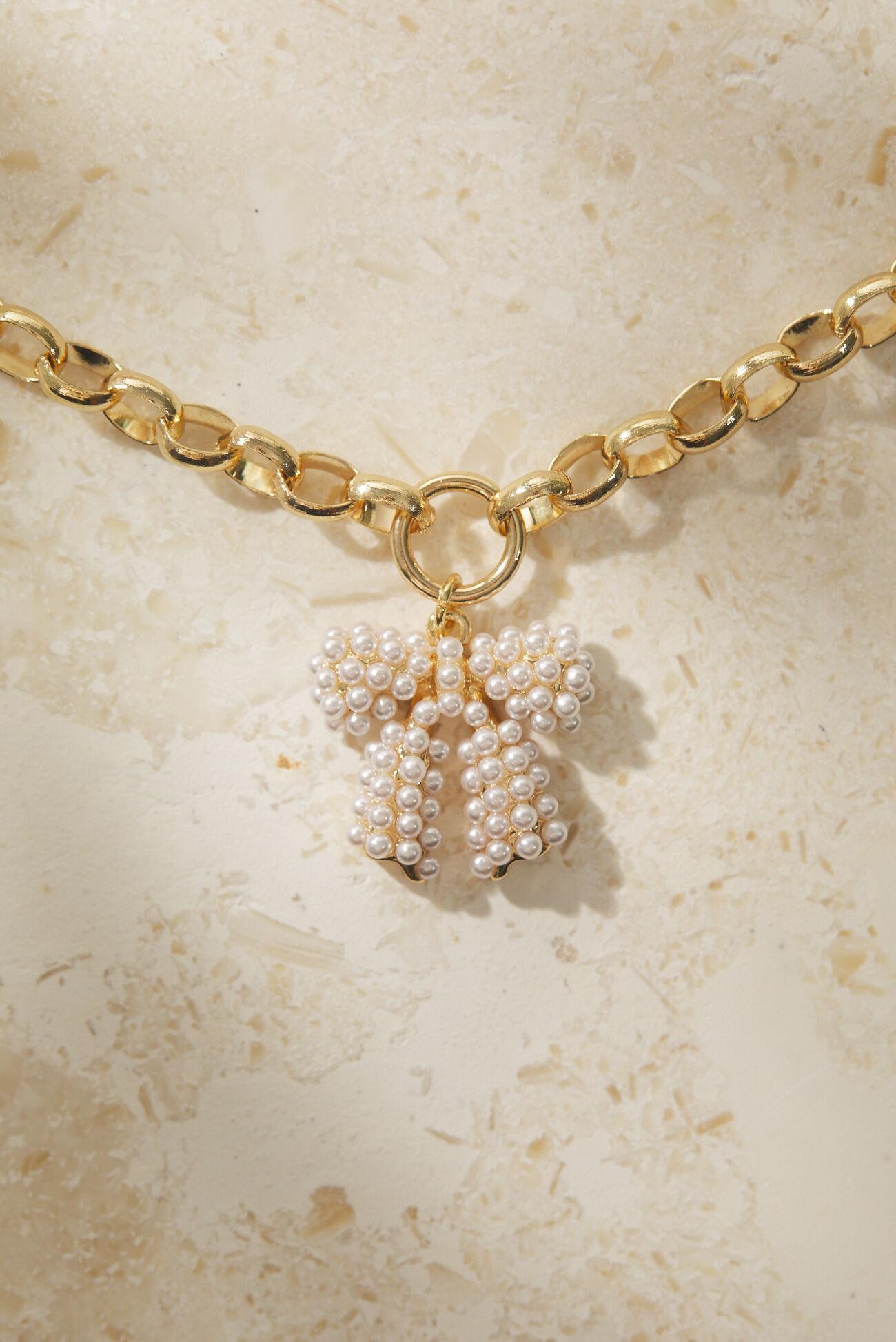 Colette Pearl Bow Charm Necklace Product Image