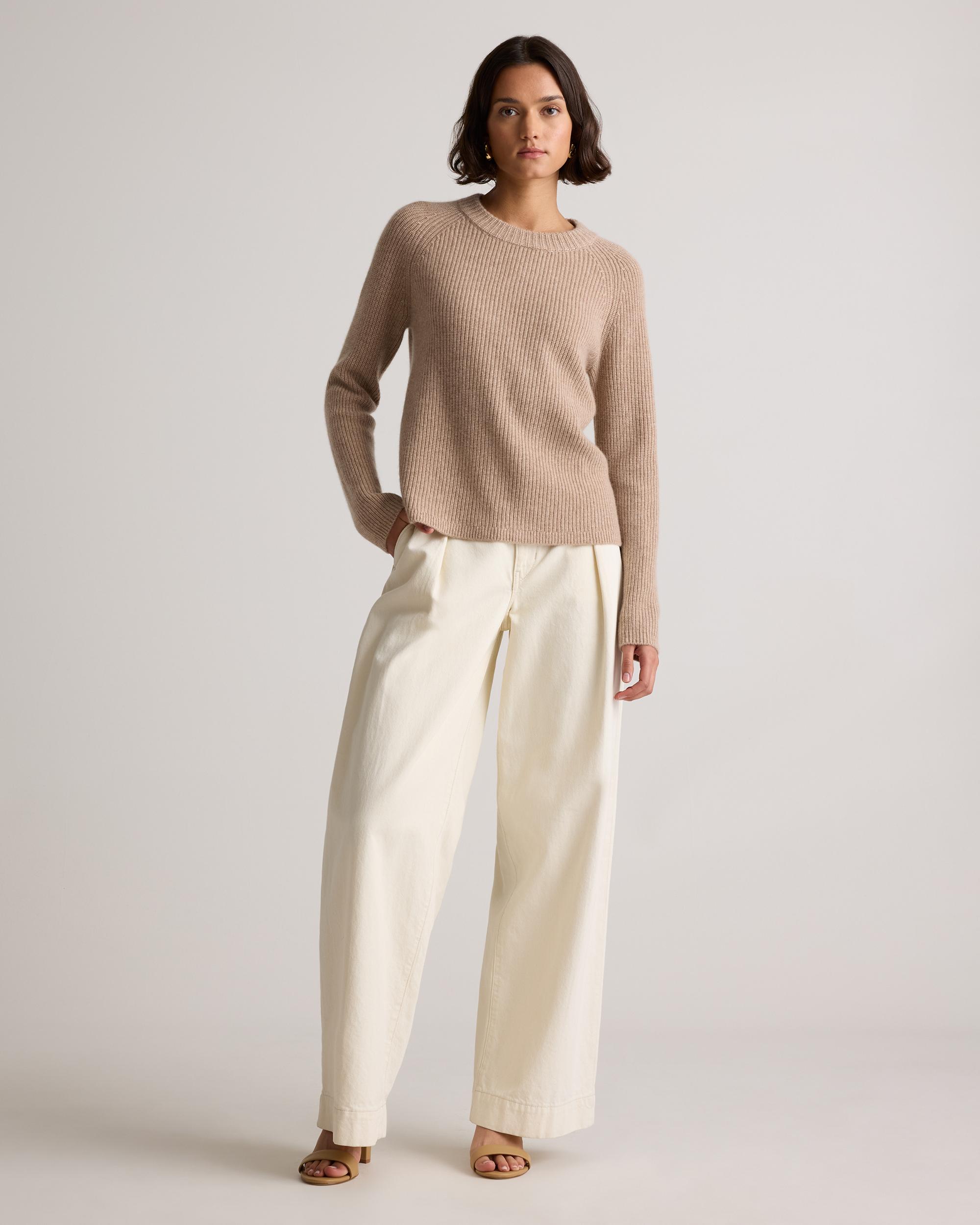 Quince | Women's Mongolian Cashmere Fisherman Crewneck knit Sweater Product Image