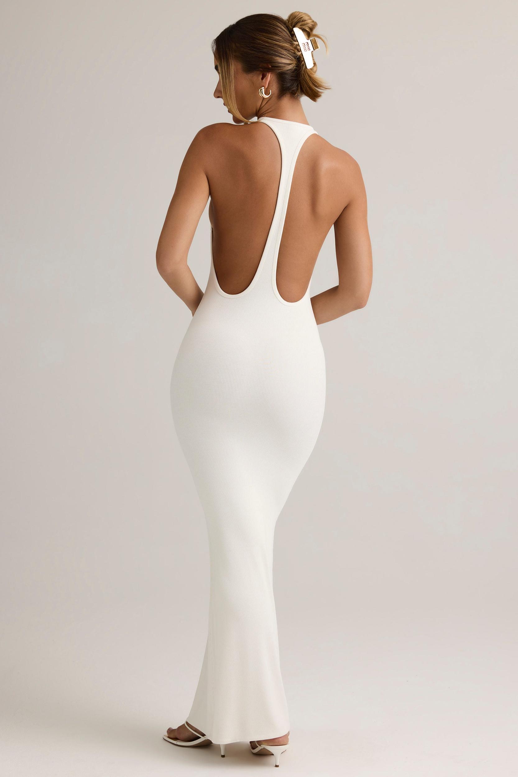 Modal Racerback Maxi Dress in White Product Image