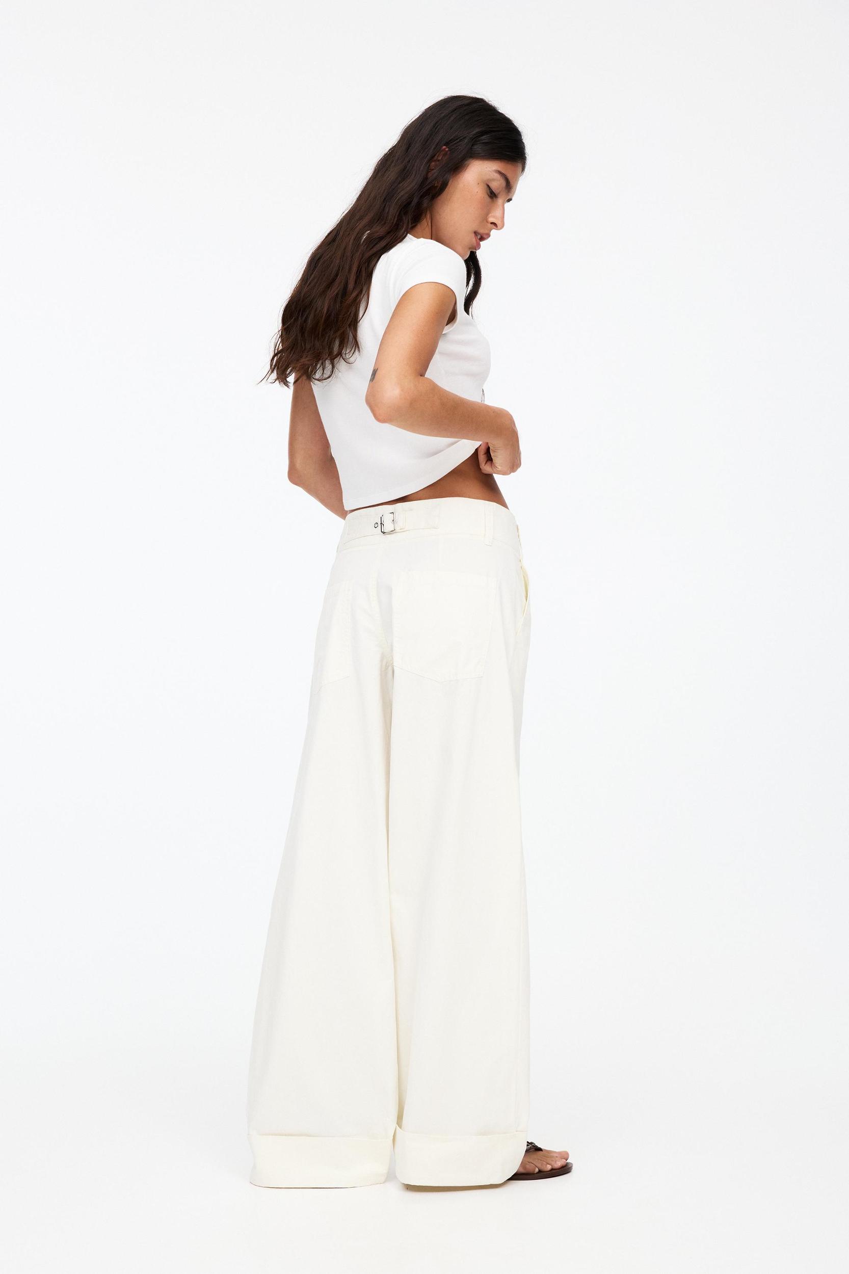 Wide leg pants with crossover waist Product Image