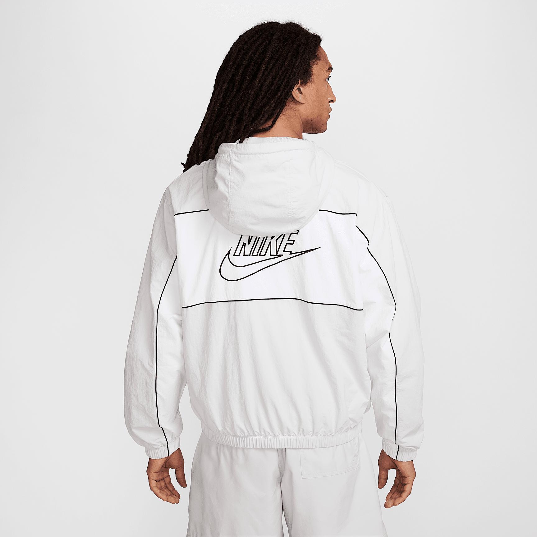 Nike Mens Nike Club Athlete Hooded Jacket - Mens White/Black/White Product Image