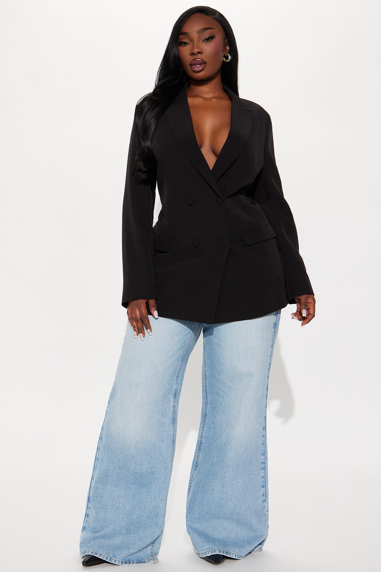 Khloe Lace Up Blazer - Black Product Image