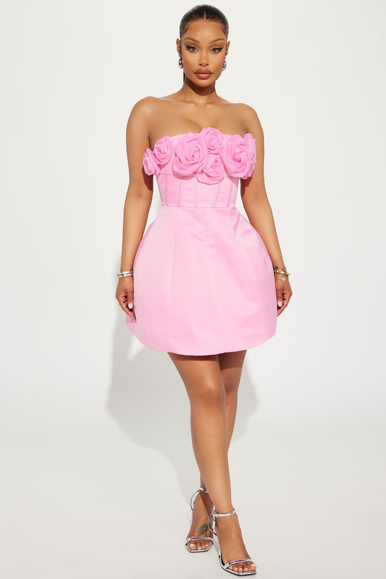 Bliss Corset Mini Dress - Pink Product Image