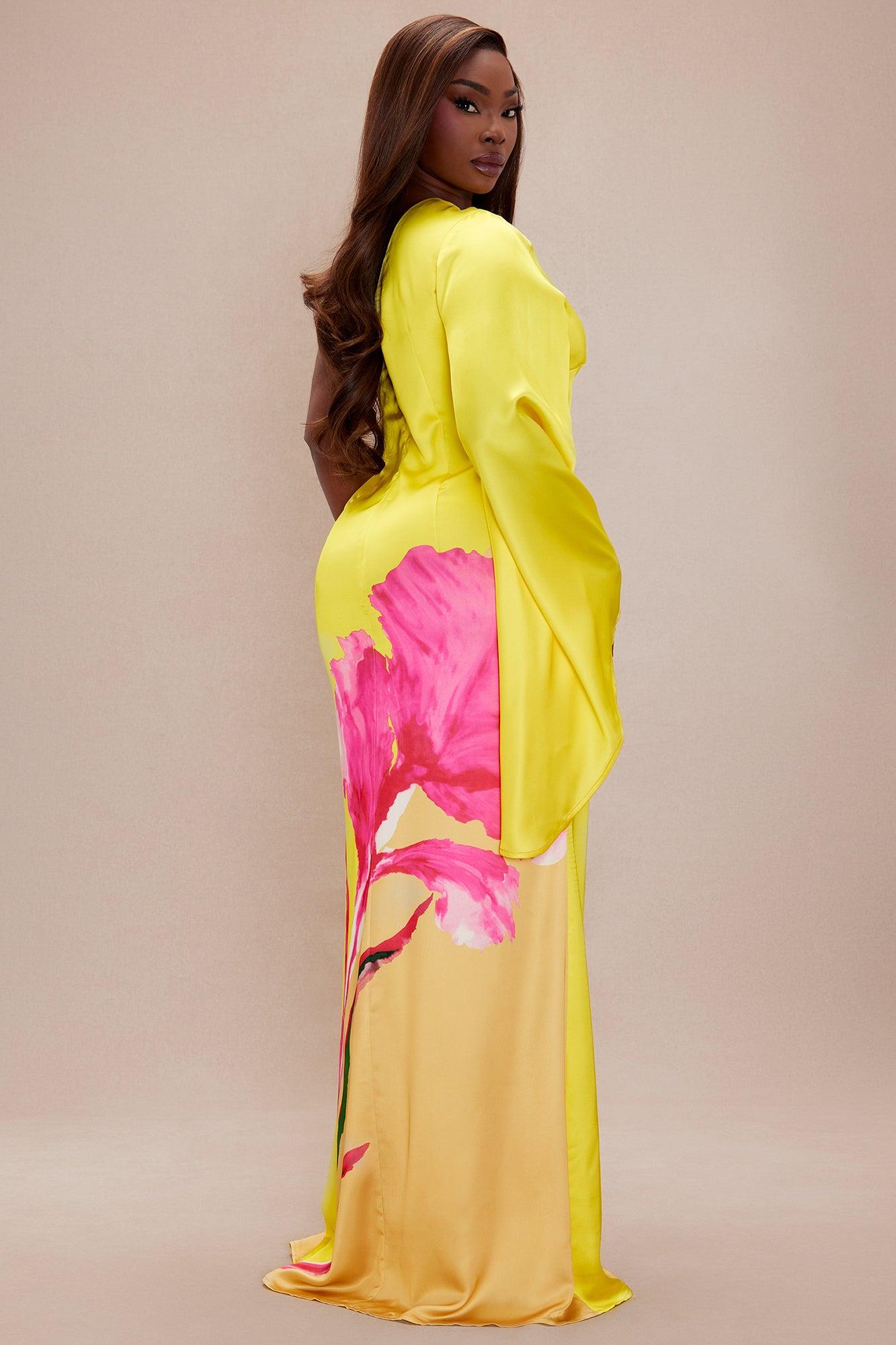 Golden Hour Satin Maxi Dress - Yellow/combo Product Image