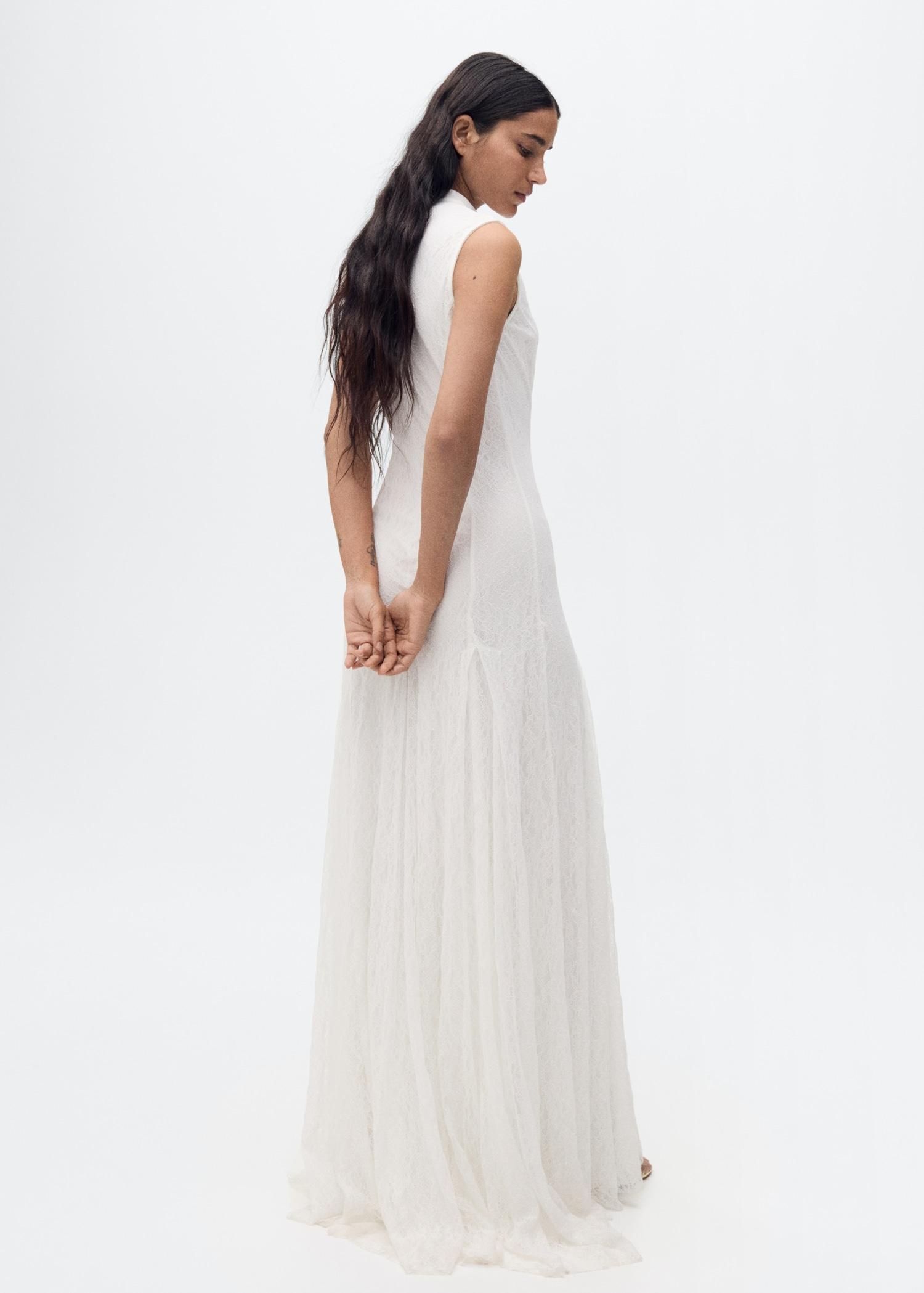 Pleated lace dress - Women | MANGO USA Product Image