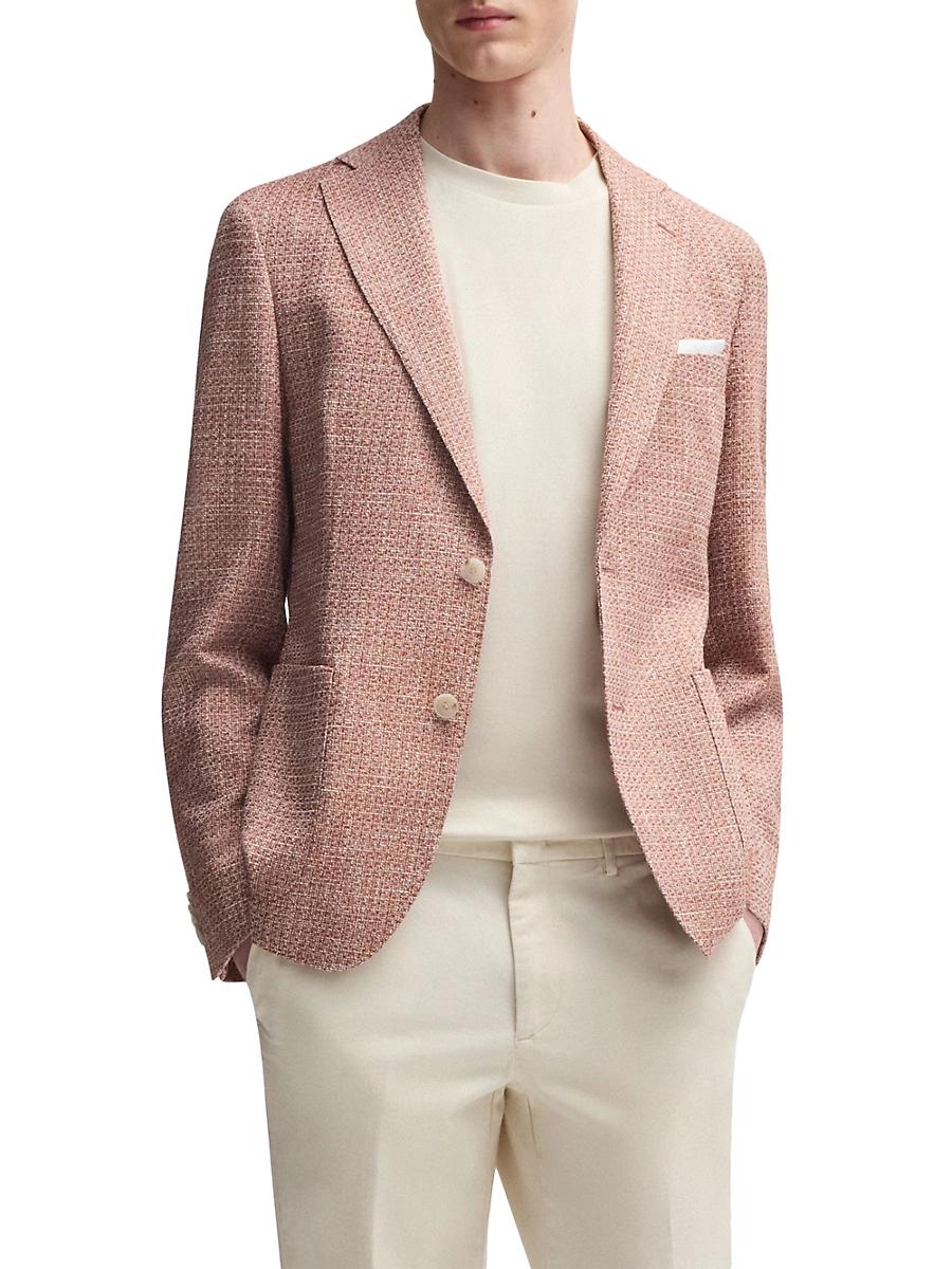 Mens Slim-Fit Blazer in Micro-Patterned Stretch Tweed Product Image